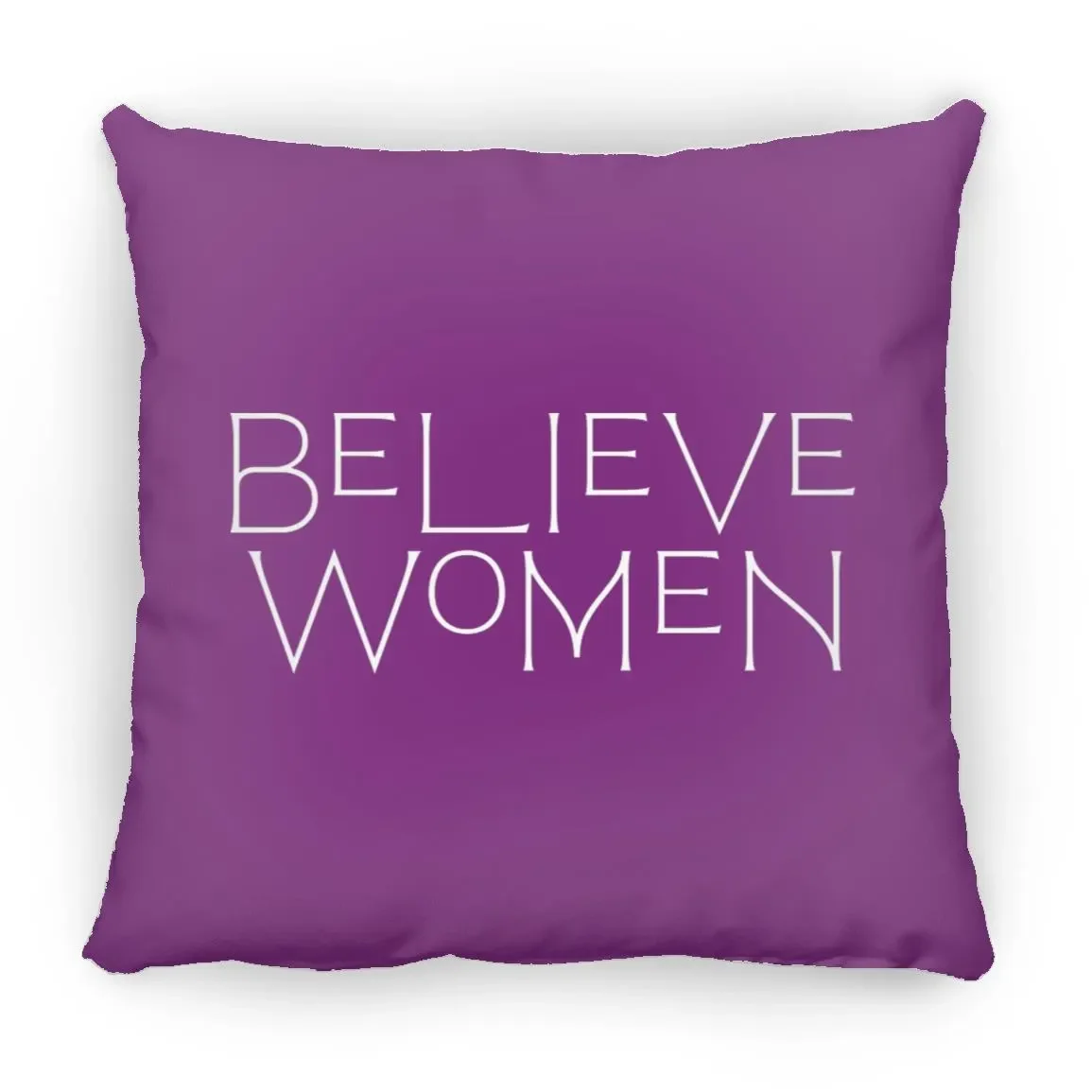 Believe Women Throw Pillow In Purple.webp