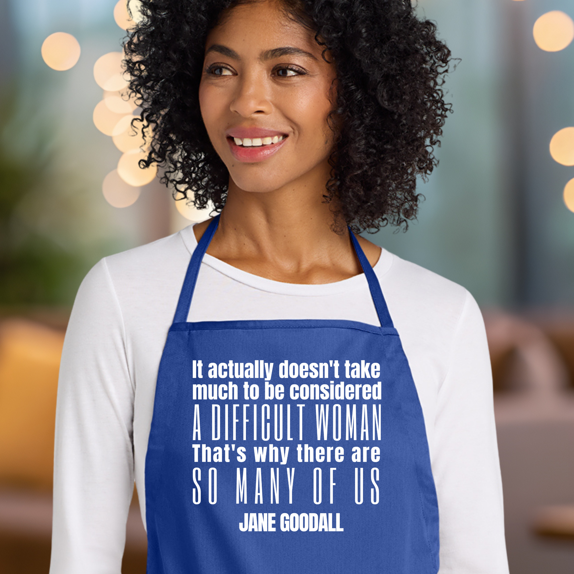 Jane Goodall Quote Apron In Blue.png