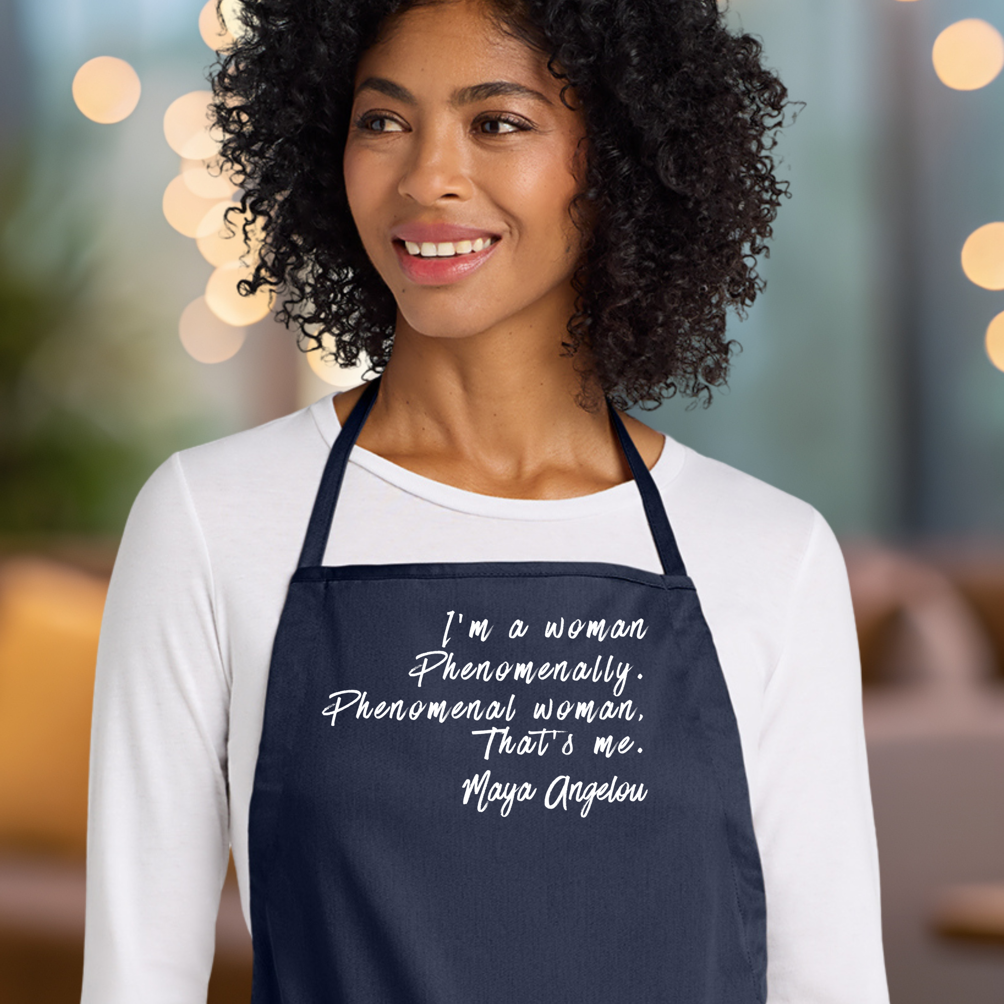 Phenomenal Woman Maya Apron In Navy.png