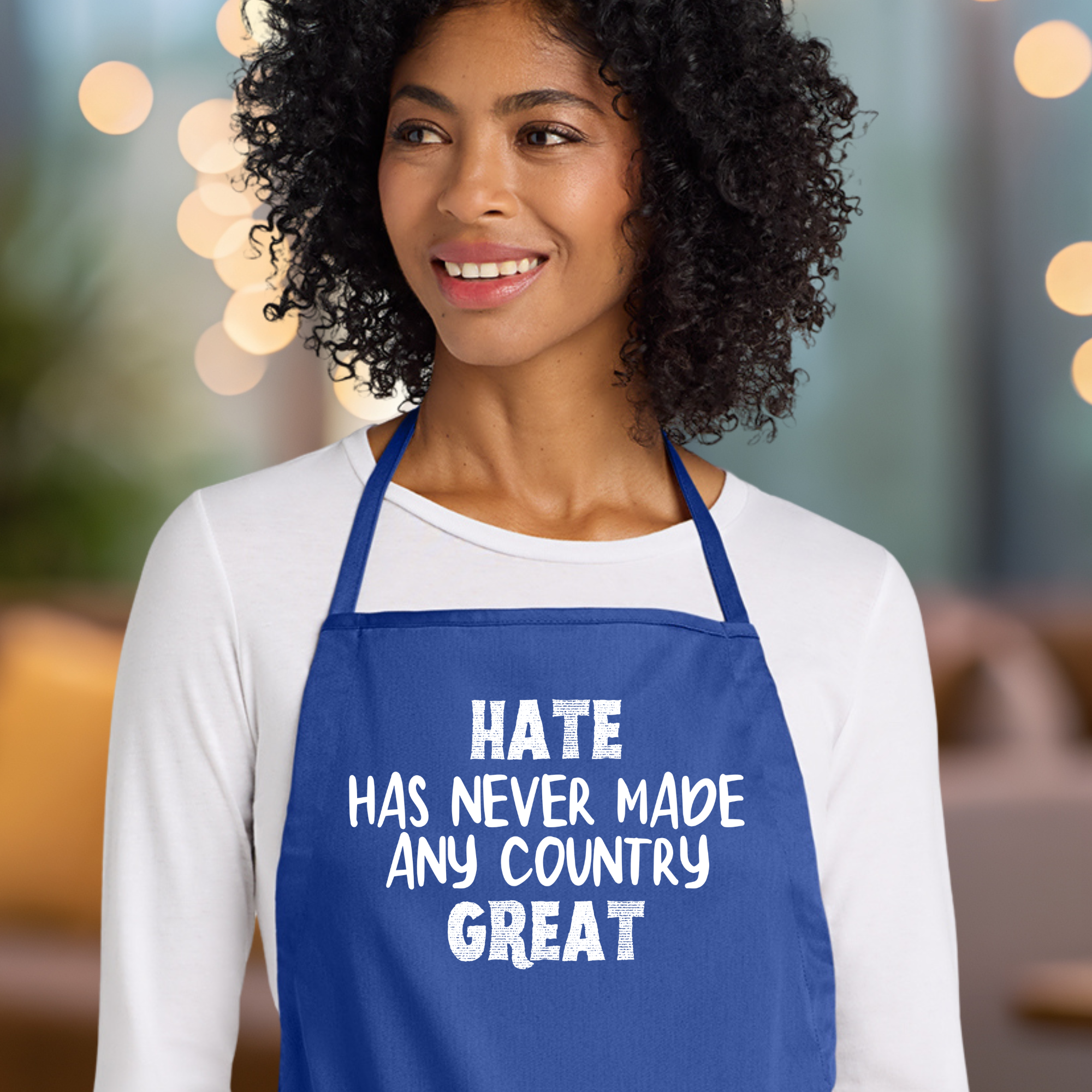 Hate Has Never Made any Country Great Apron in Blue.png