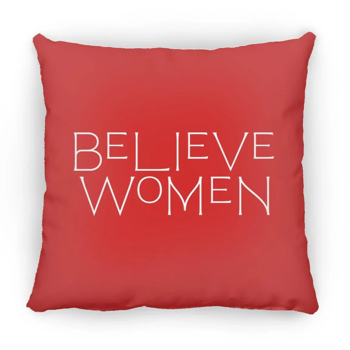 Believe Women Throw Pillow In Red.webp