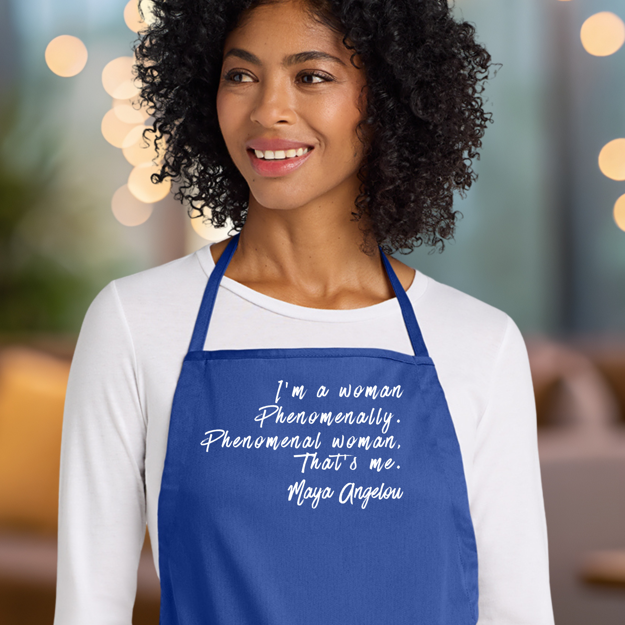 Phenomenal Woman Maya Apron In Blue.png