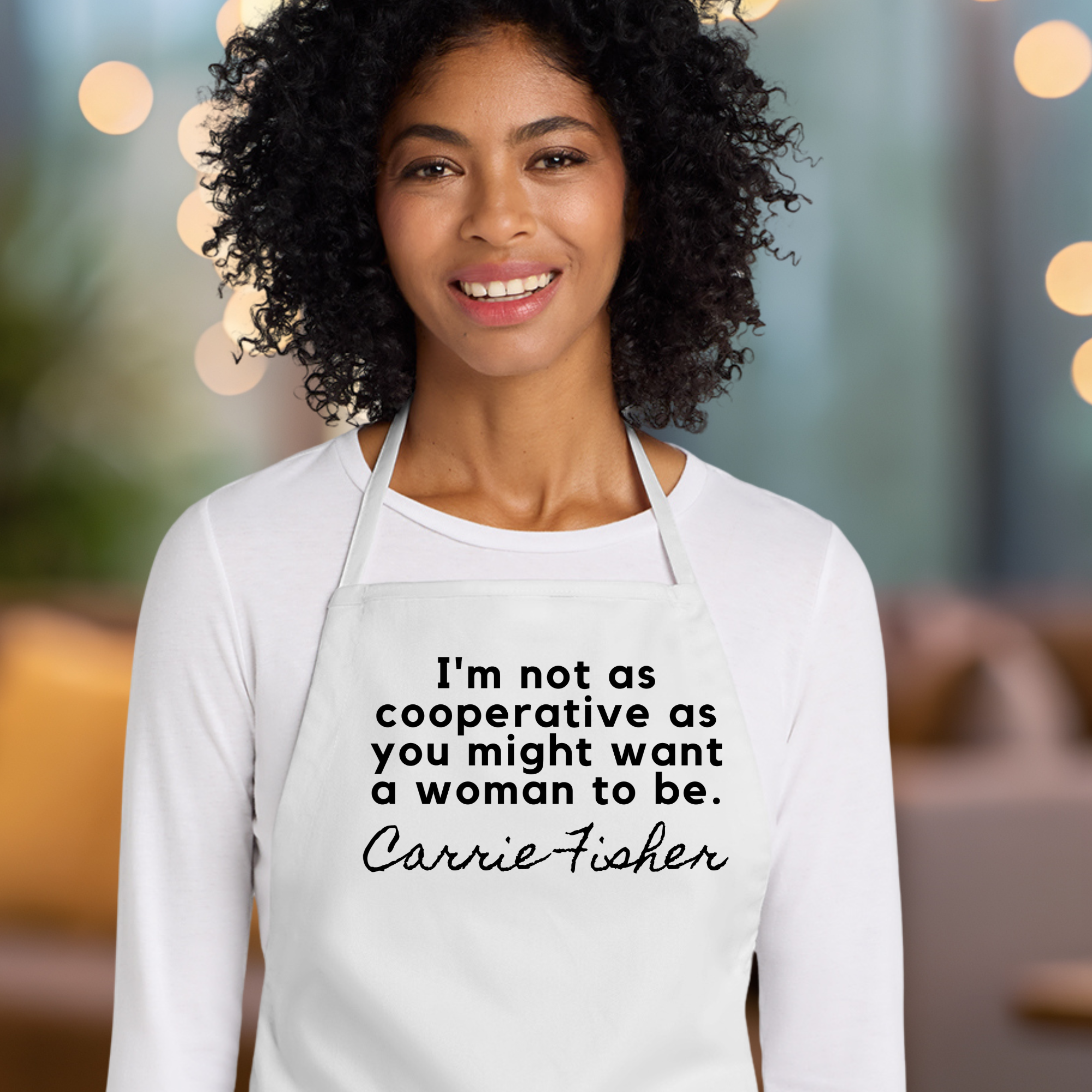 Carrie Fisher Quote Apron In White 2.png