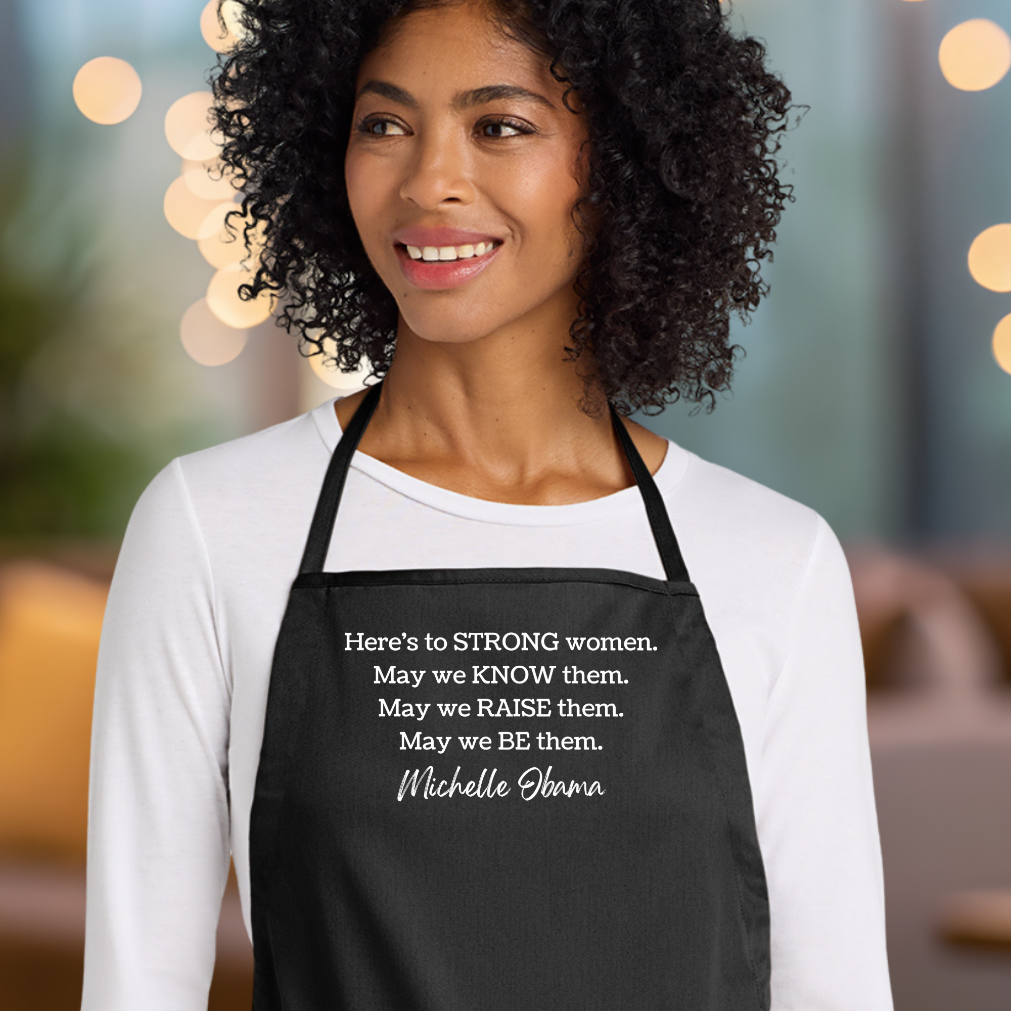 Michelle Obama Quote Apron In Black.png