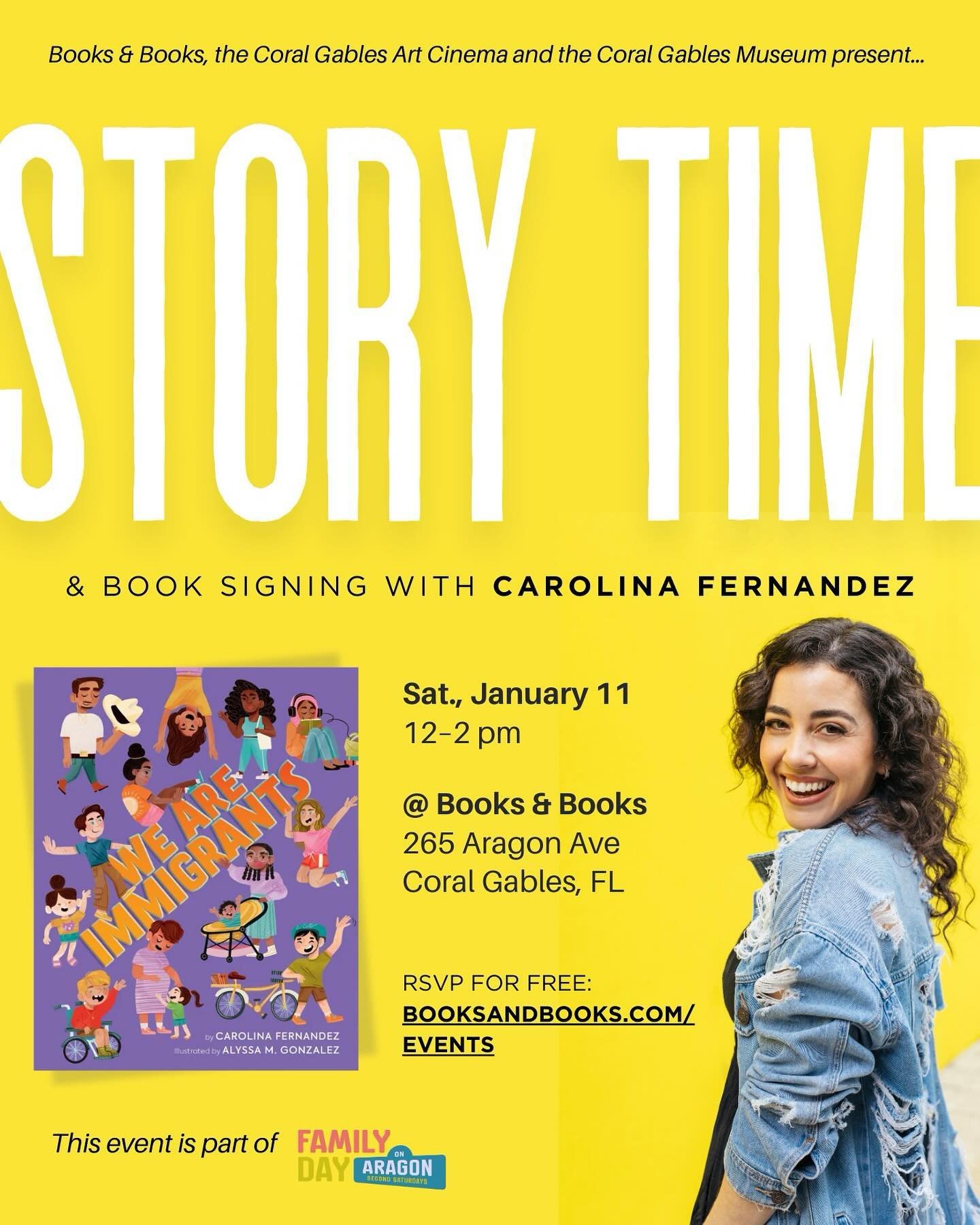 Save the date, Miami familia! Next Saturday, Jan. 11 at 12 pm ET, I&rsquo;ll be at @booksandbooks in Coral Gables reading from #WeAreImmigrants. Stick around after story time&mdash;I&rsquo;d love to say hi and sign your copy!
&nbsp;
This bookstore ha