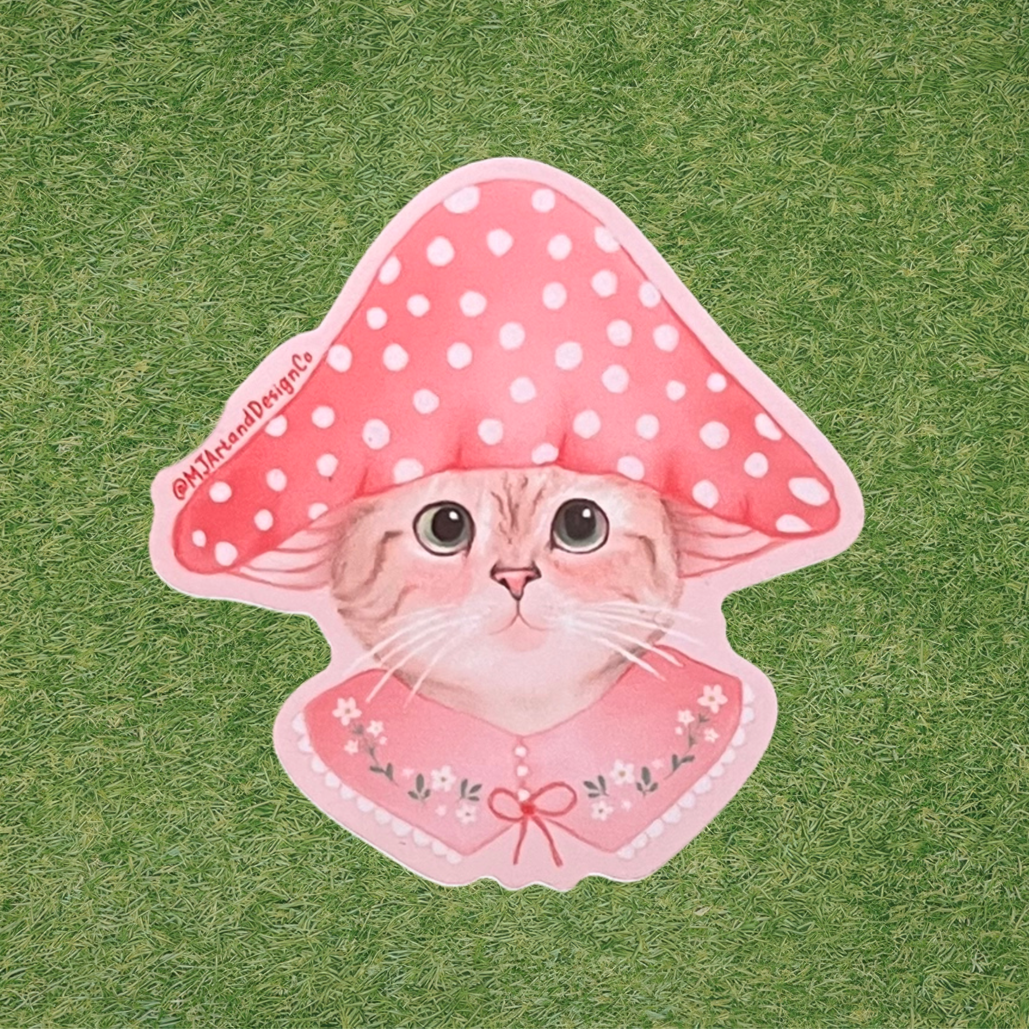 Pink Mushroom Cat Sticker