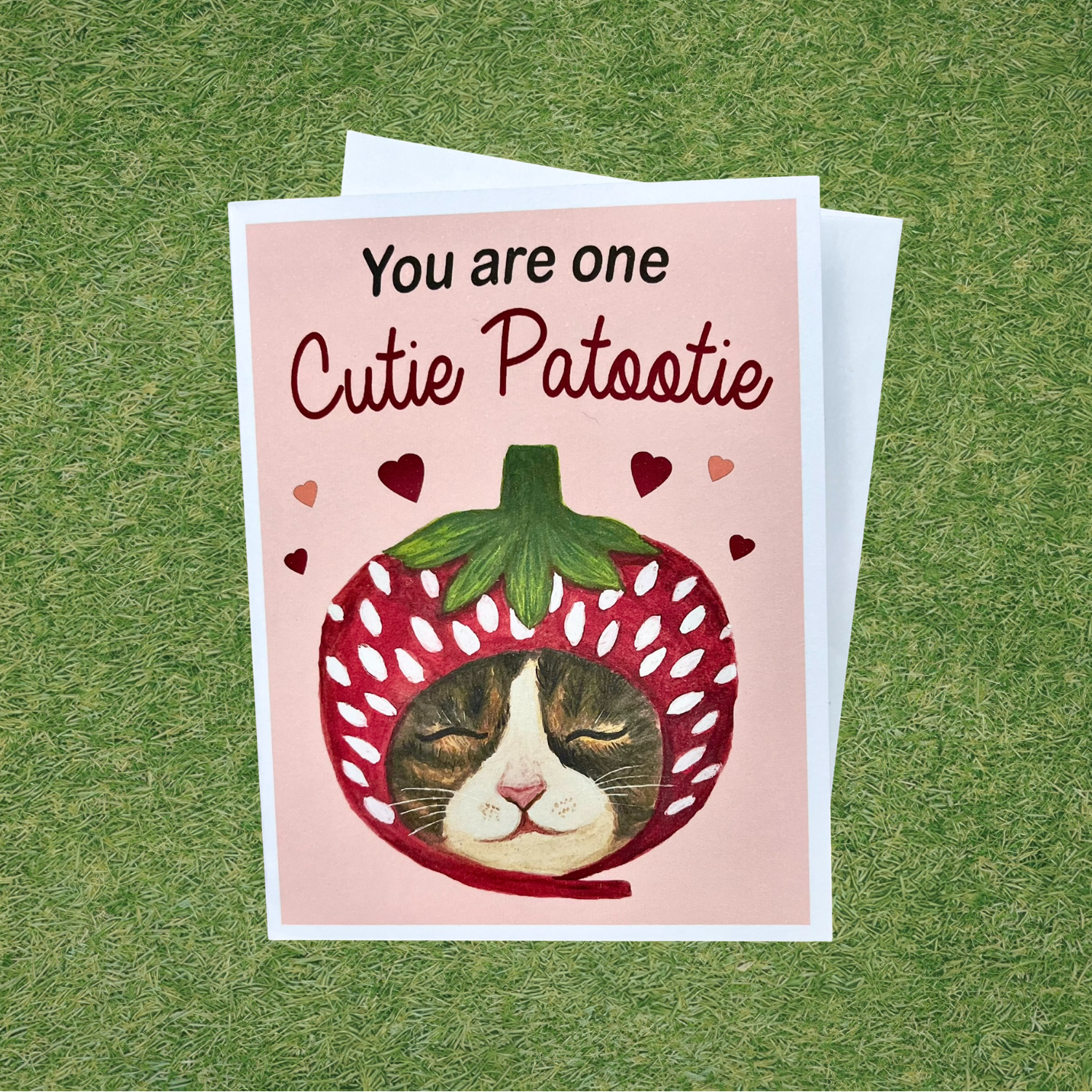 You Are One Cutie Patootie-Strawberry Cat Greeting Card