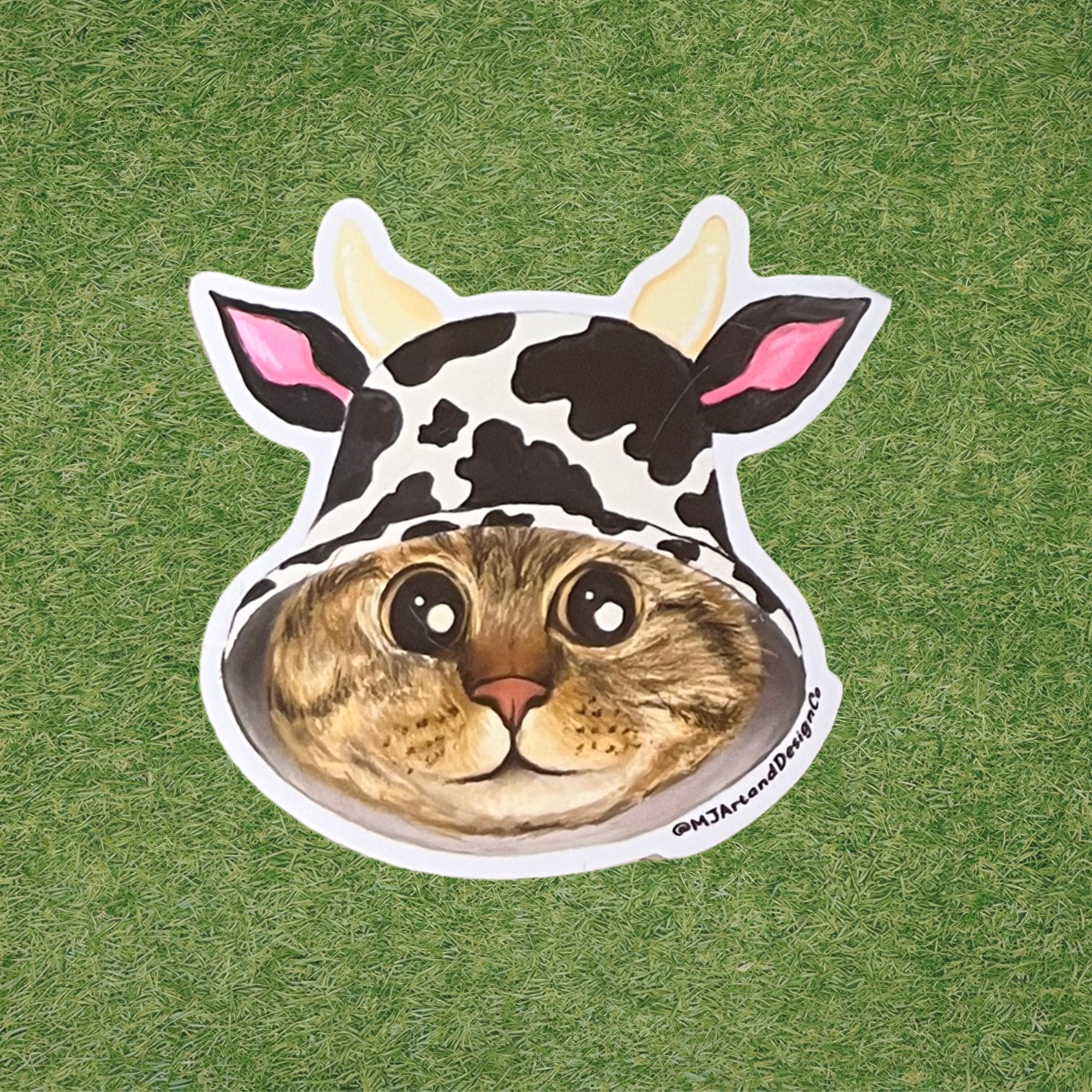 Cow Hat Cat Sticker