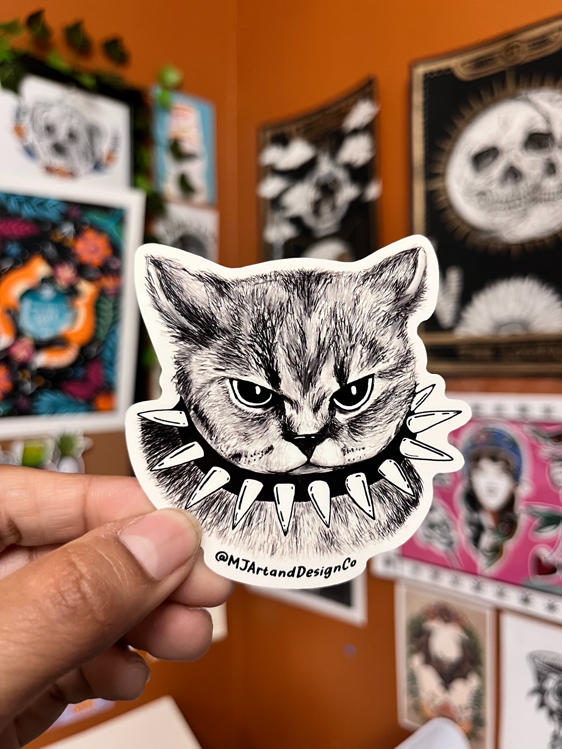 Angry Punk Cat Sticker