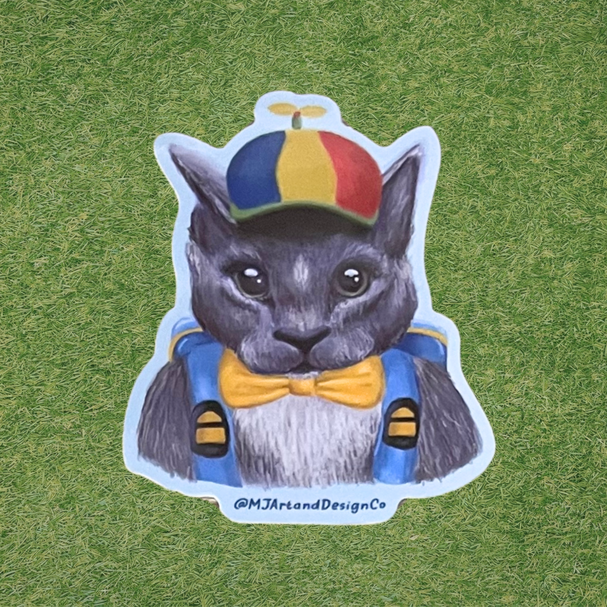 Silly School Boy Cat Sticker
