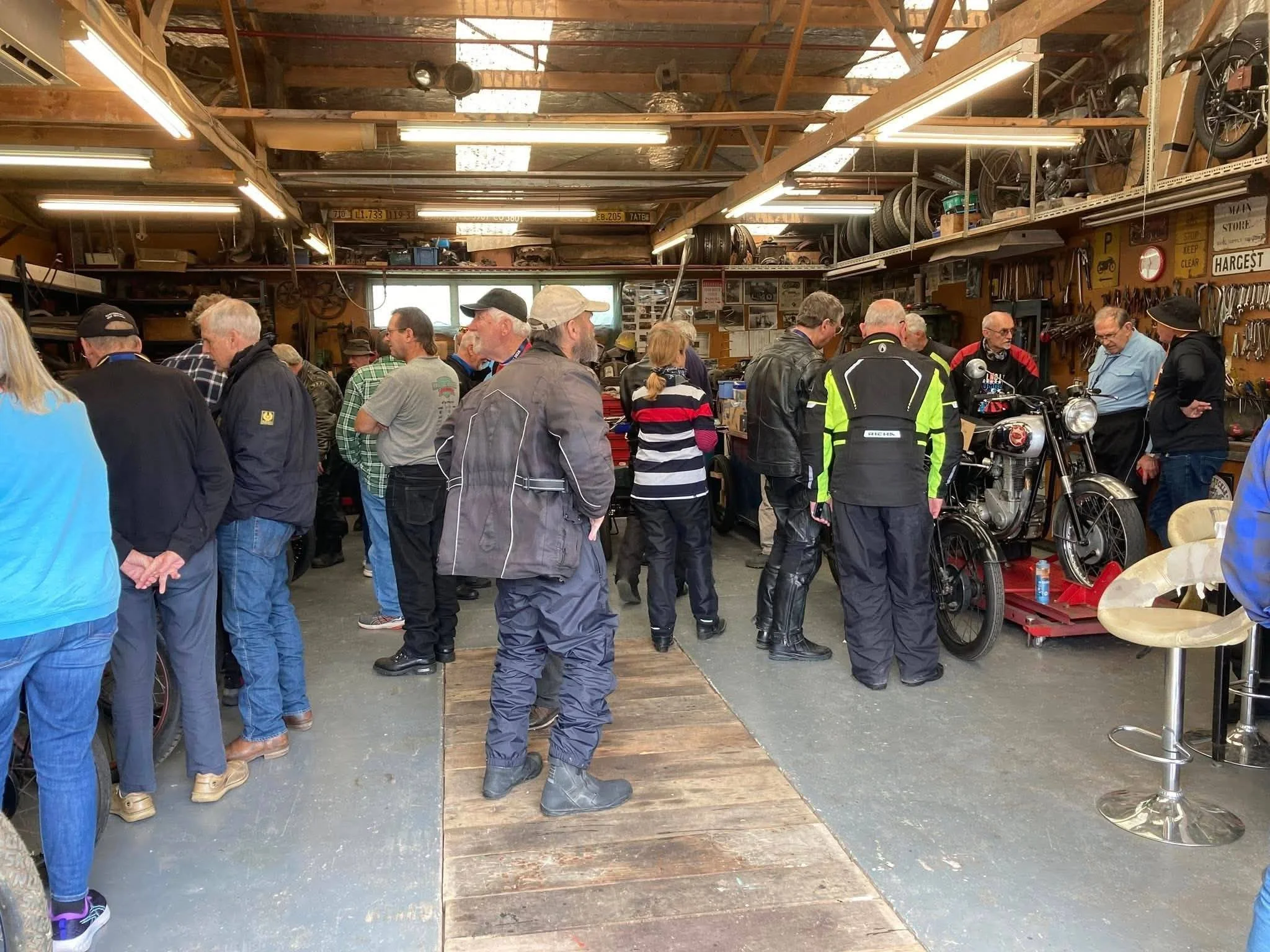 What to look at first? The bikes? The tools? The wooden propellers?!