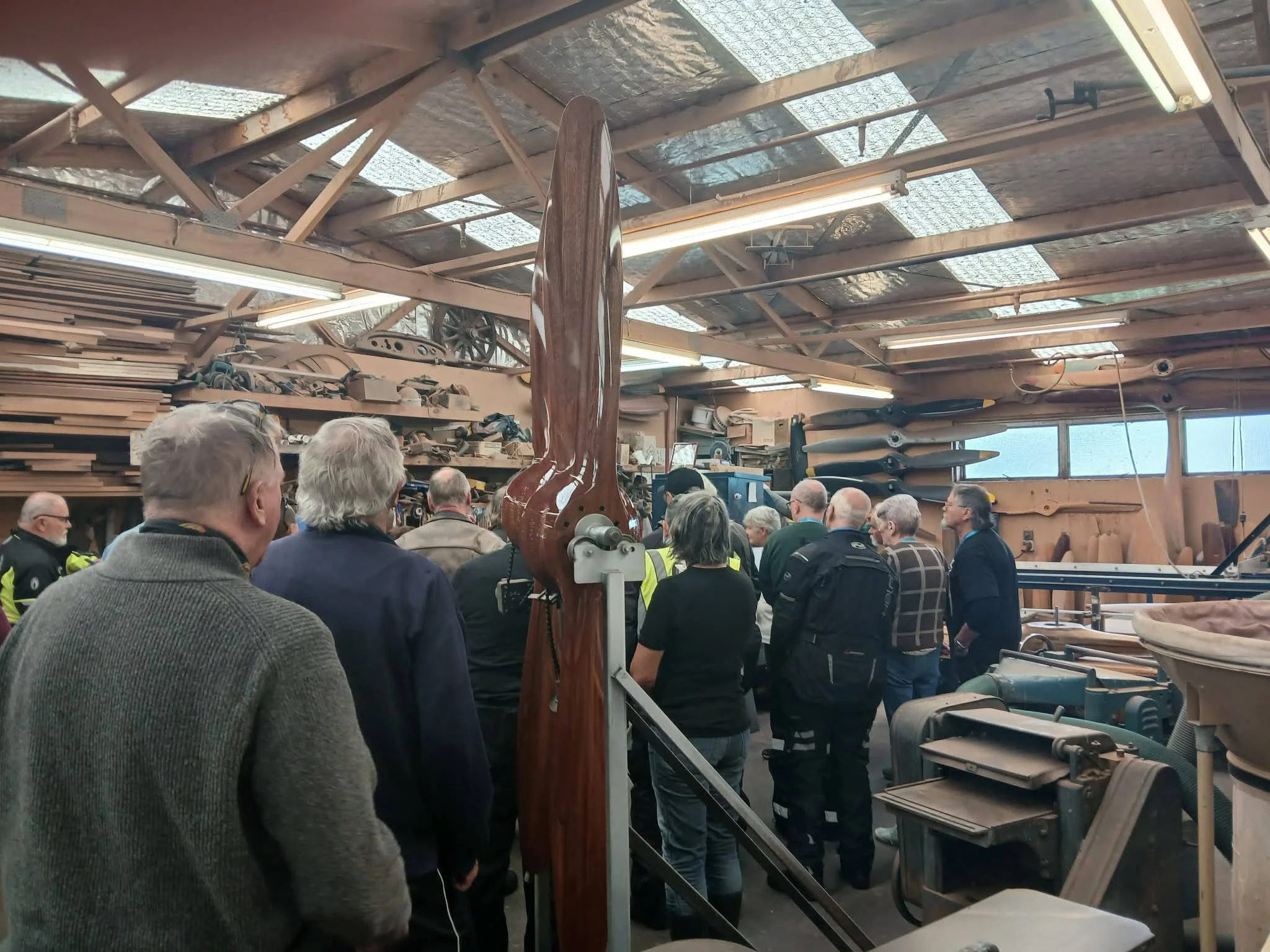 The BSA Owners Club being treated to a talk about how a Fox Prop is made!