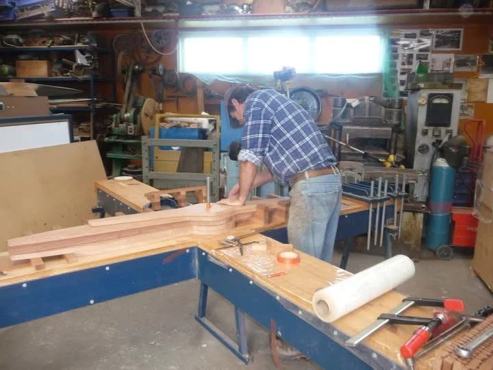 Making sure the fanned-out boards will fit into place before gluing