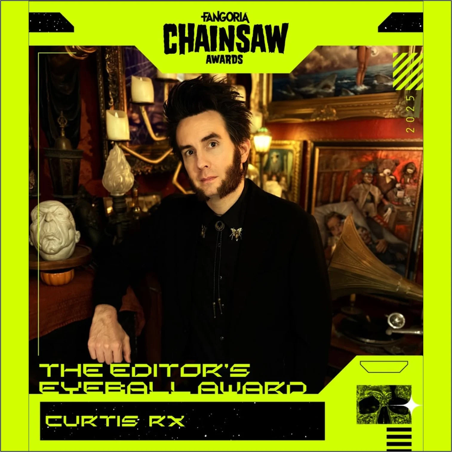 Curtis Rx Is Honored With The Fangoria Chainsaw Awards 2025 Editor’s Eyeball Award! 