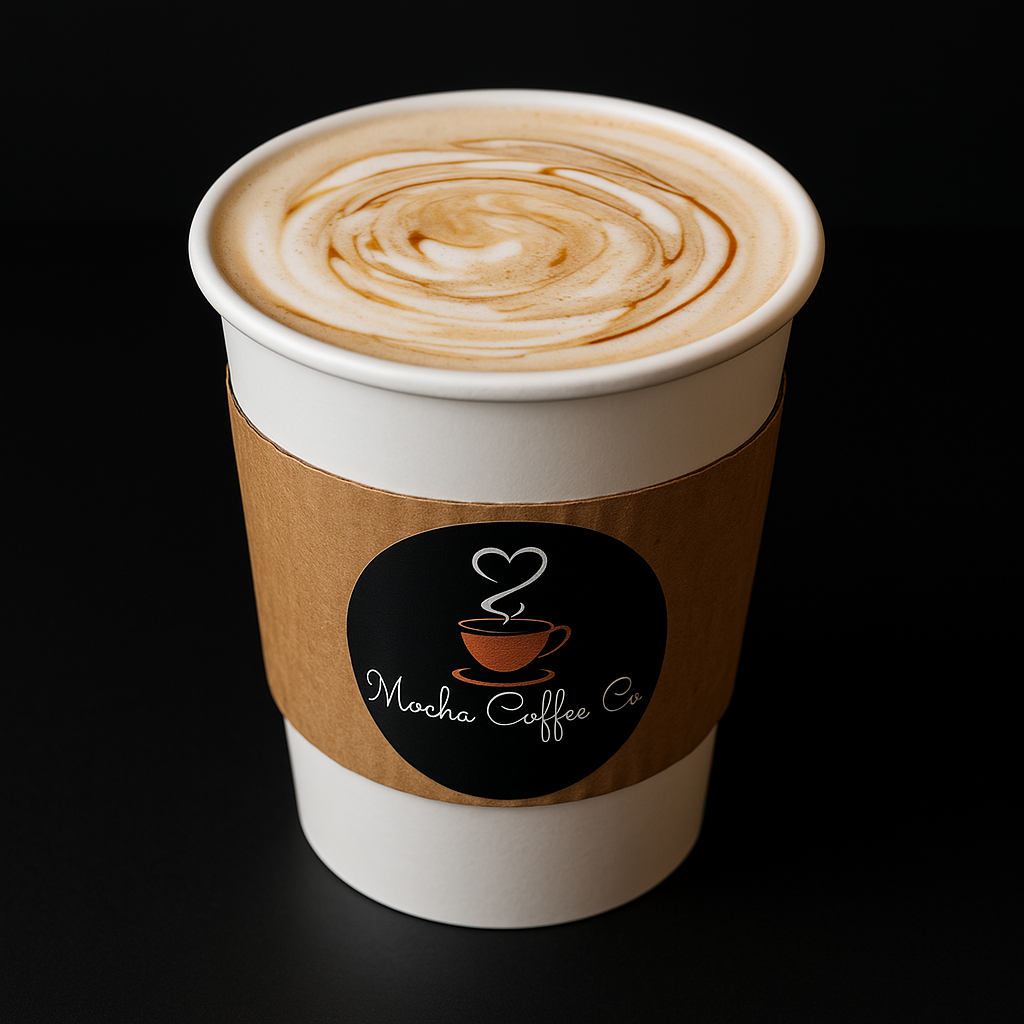 Caramel latte made by Mocha Coffee Co, Detroit’s premium mobile espresso bar for events