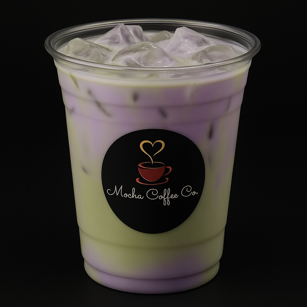 “Lavender matcha crafted by Mocha Coffee Co for indoor and outdoor events in Detroit.”