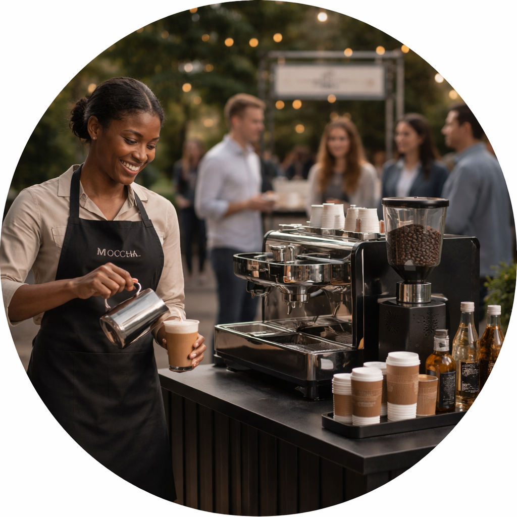 Mocha Coffee Co mobile espresso bar supporting a branded corporate activation event in Detroit