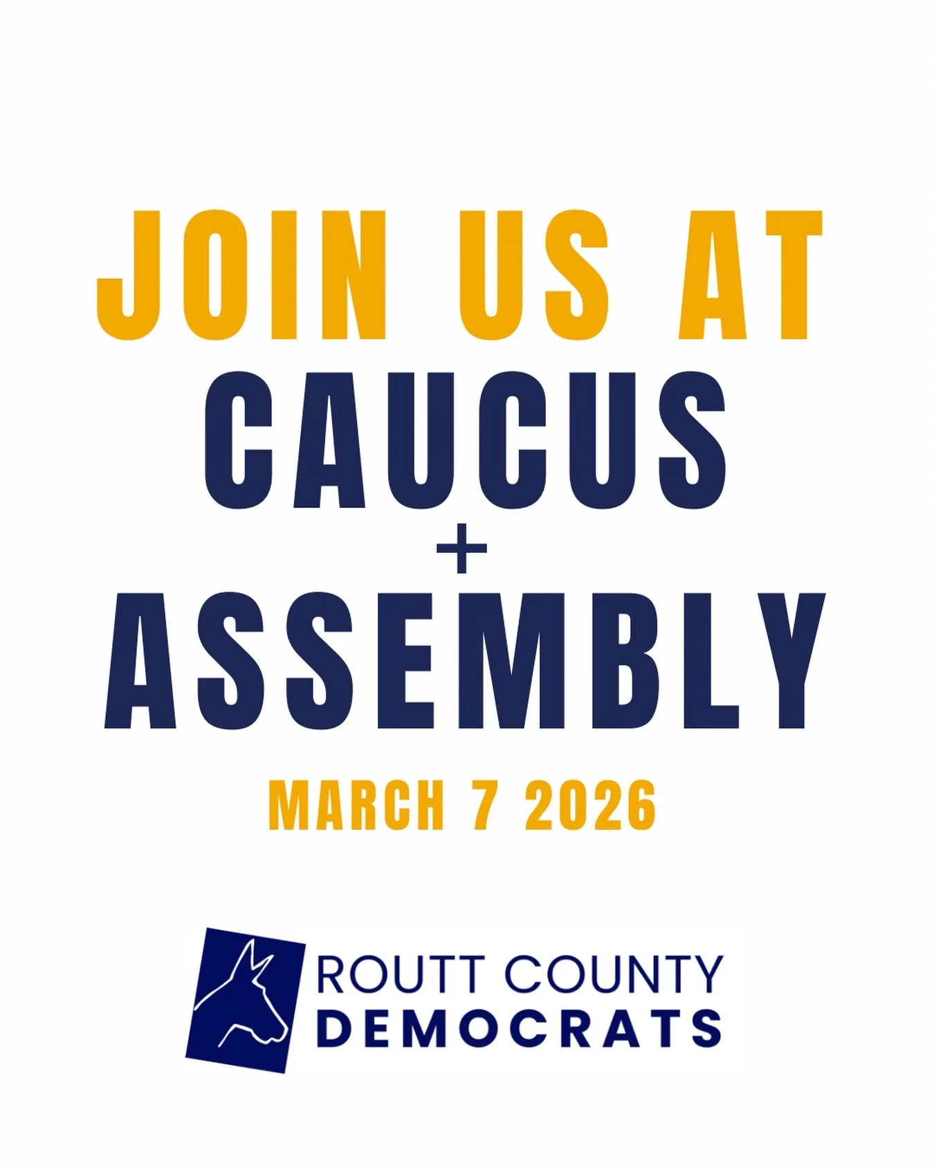 Mark your calendars for March 7th, 2026 for Routt County Democratic Precinct Caucus and County Assembly. Not sure what caucus and assembly is? Keep reading. 

To participate in our caucus, you must be a registered Democrat and a resident of Routt Cou