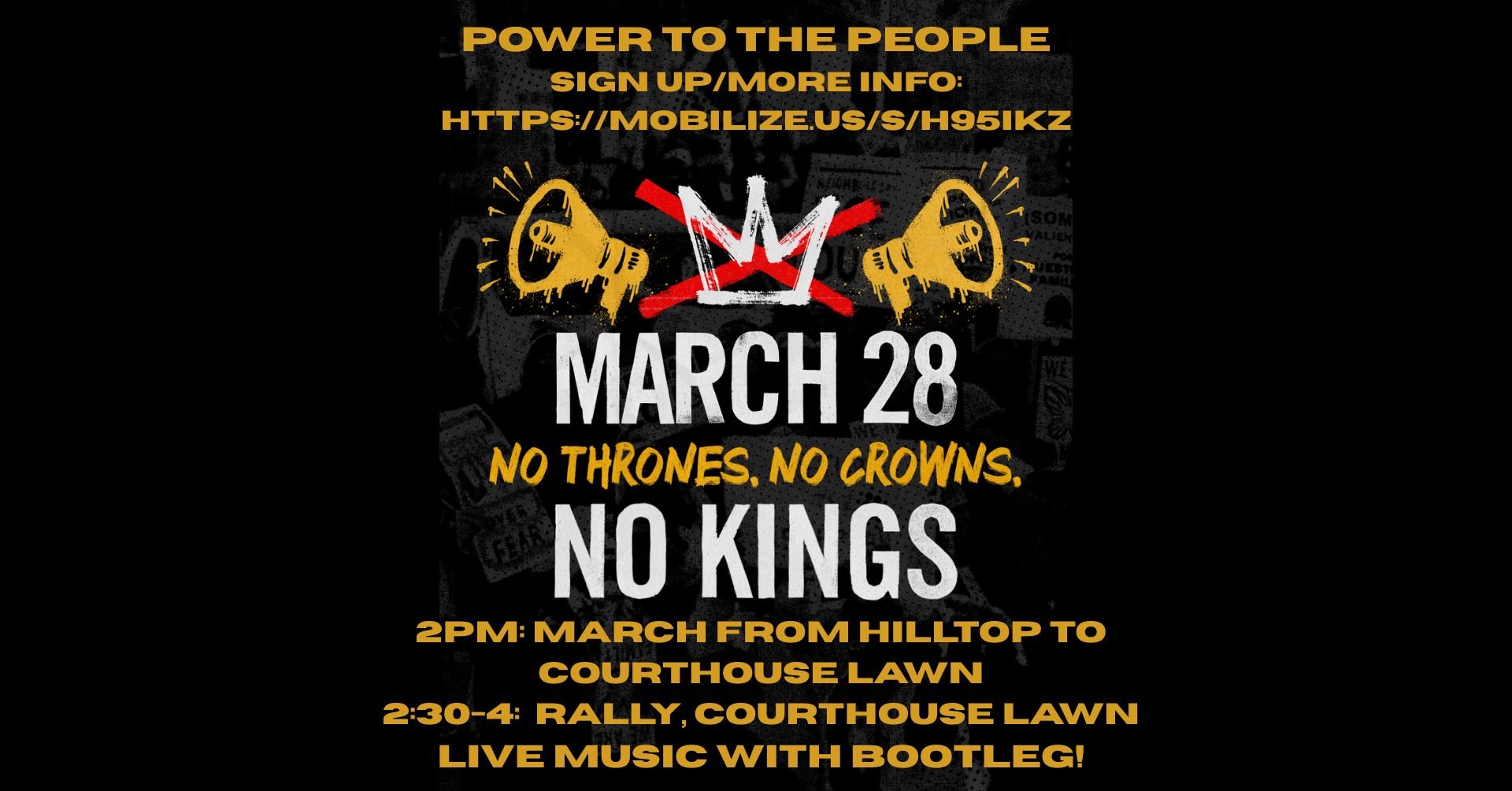 On March 28th, rise up, take to the streets, and say it loud: no thrones, no crowns, no kings. We&rsquo;re not watching history happen&mdash;we&rsquo;re making it.! . #NoKings3