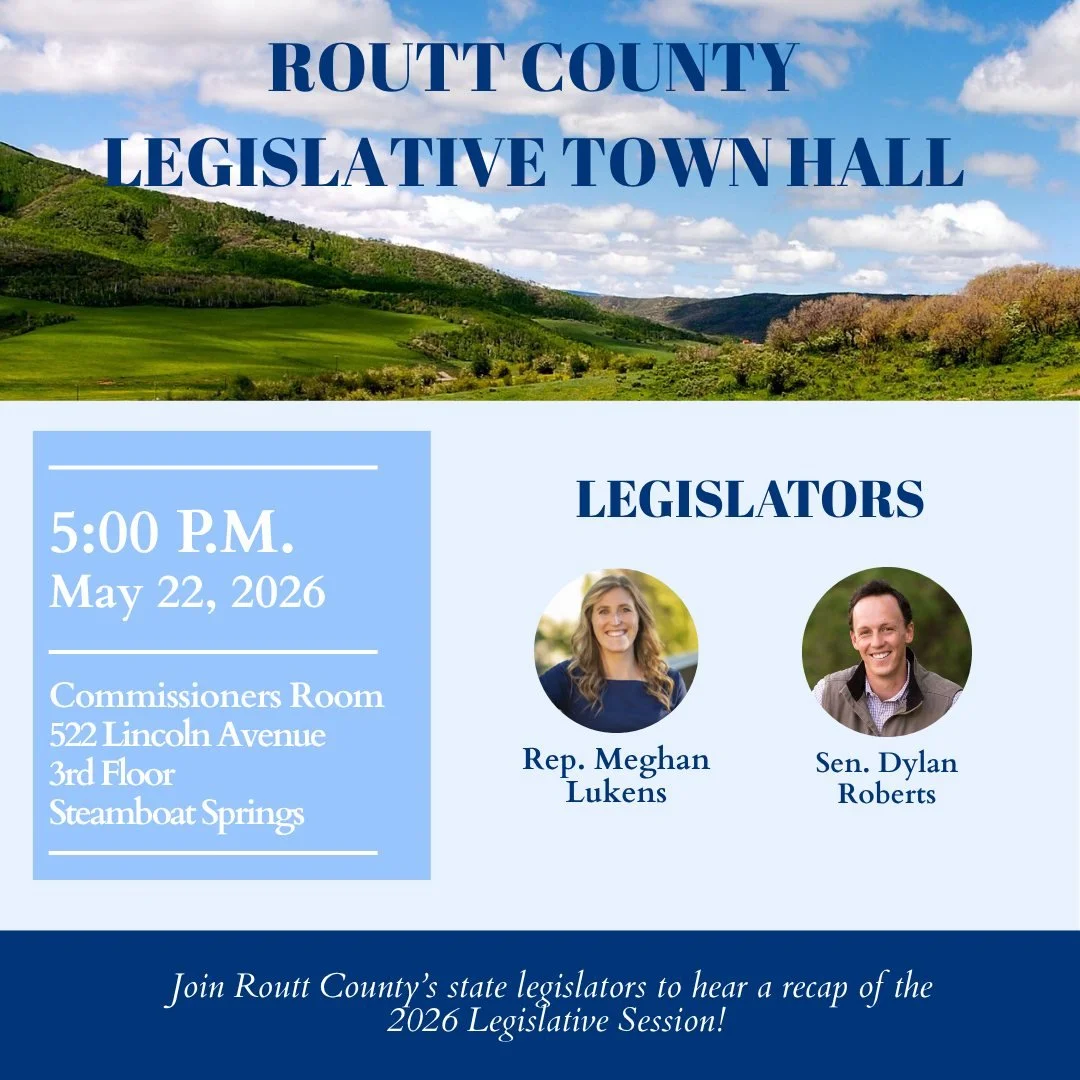 Super thanks State Senator Dylan Roberts &amp; Representative Meghan Lukens for your always great work championing Routt County!! #RouttDems