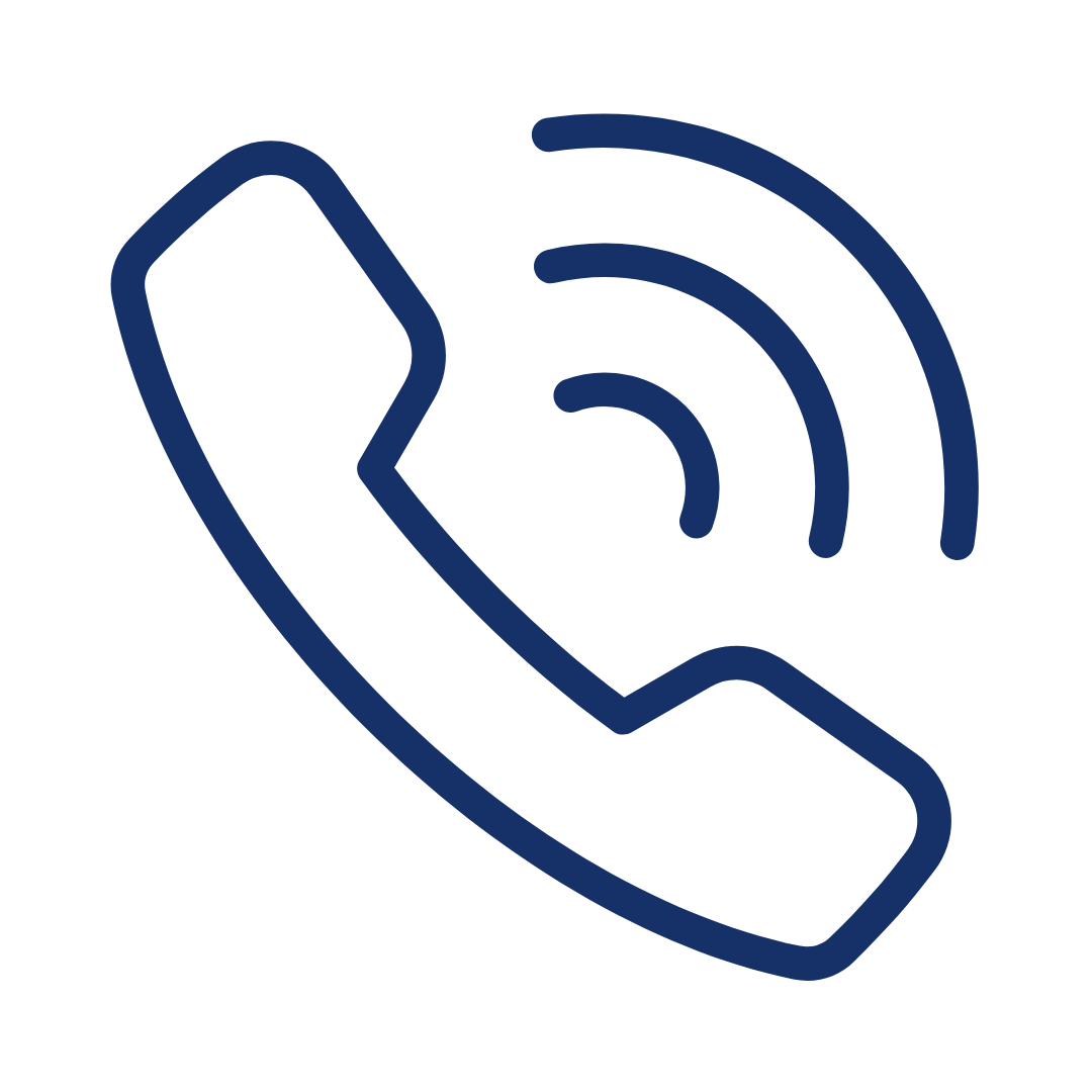 Icon of a phone receiver with sound waves, representing a call or communication concept.