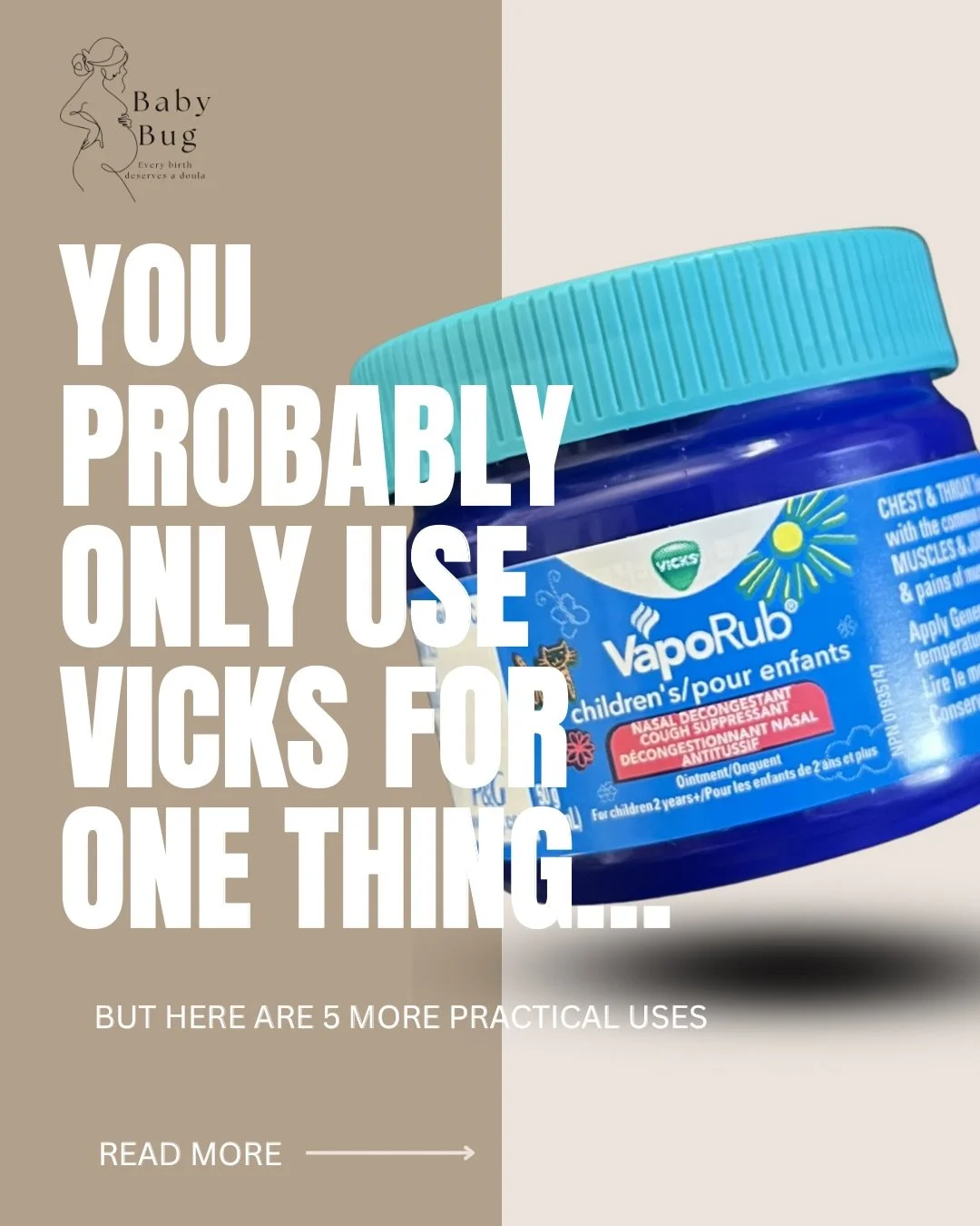 Vicks for only ONE THING 🚫

Vicks for 5 (and more) things?! ✅
.
.
.
.
.
#vicksvaporrub #momhacks #colds #headaches #spaday