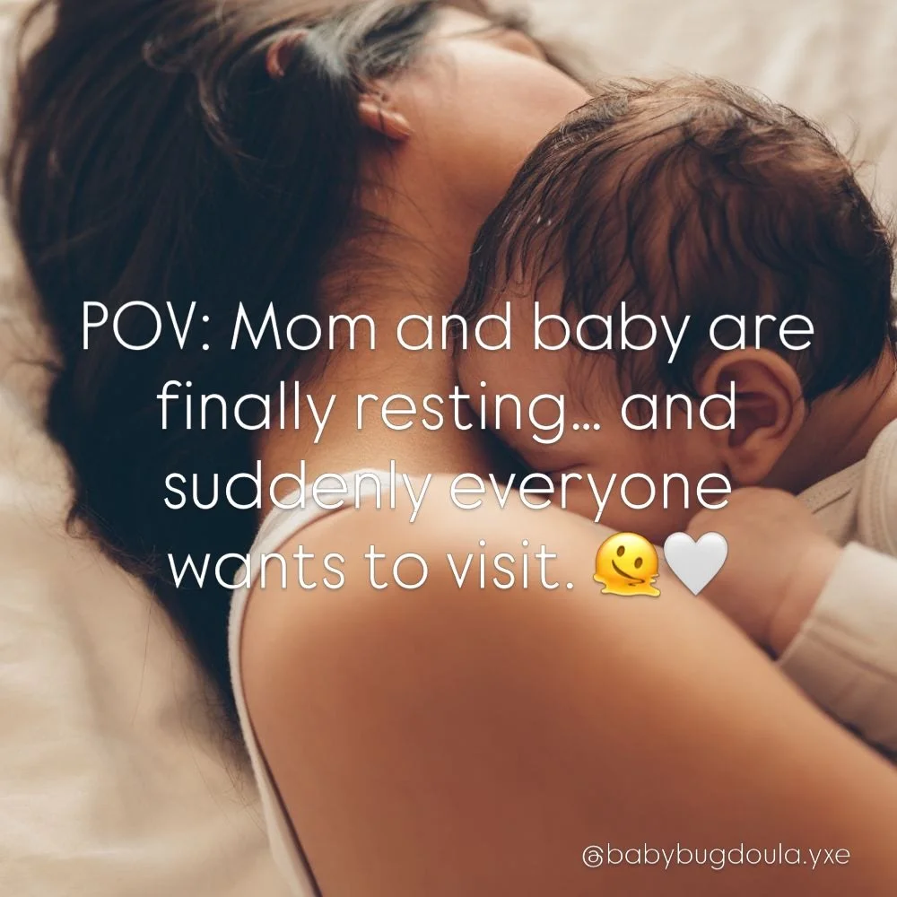 POV: Mom and baby are finally resting&hellip; and suddenly everyone wants to visit. 🫠🤍

The truth?
The first few hours and days after birth aren&rsquo;t for entertaining.

They&rsquo;re for bonding. Healing. Feeding. Crying. Snuggling. Existing in 