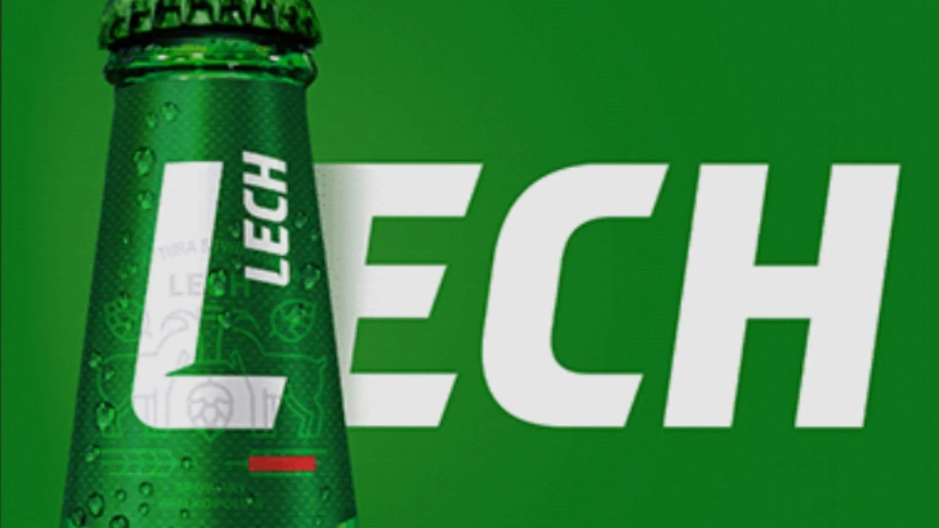 Close-up of a Heineken beer bottle with condensation droplets, partially covering the word 'EACH' in large white letters on a green background.