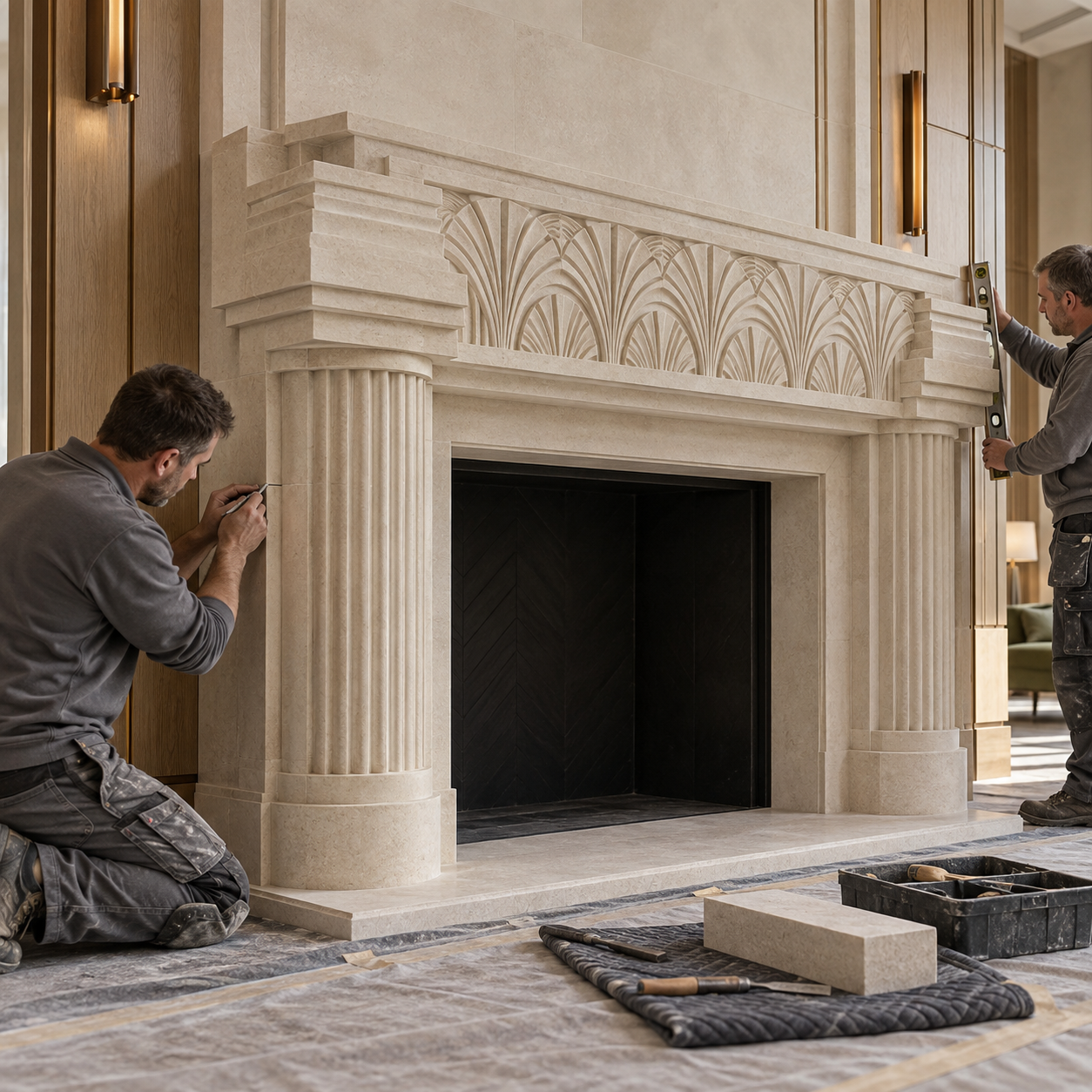 fireplace natural stone hand made hotel lobby restaurant reception livingroom