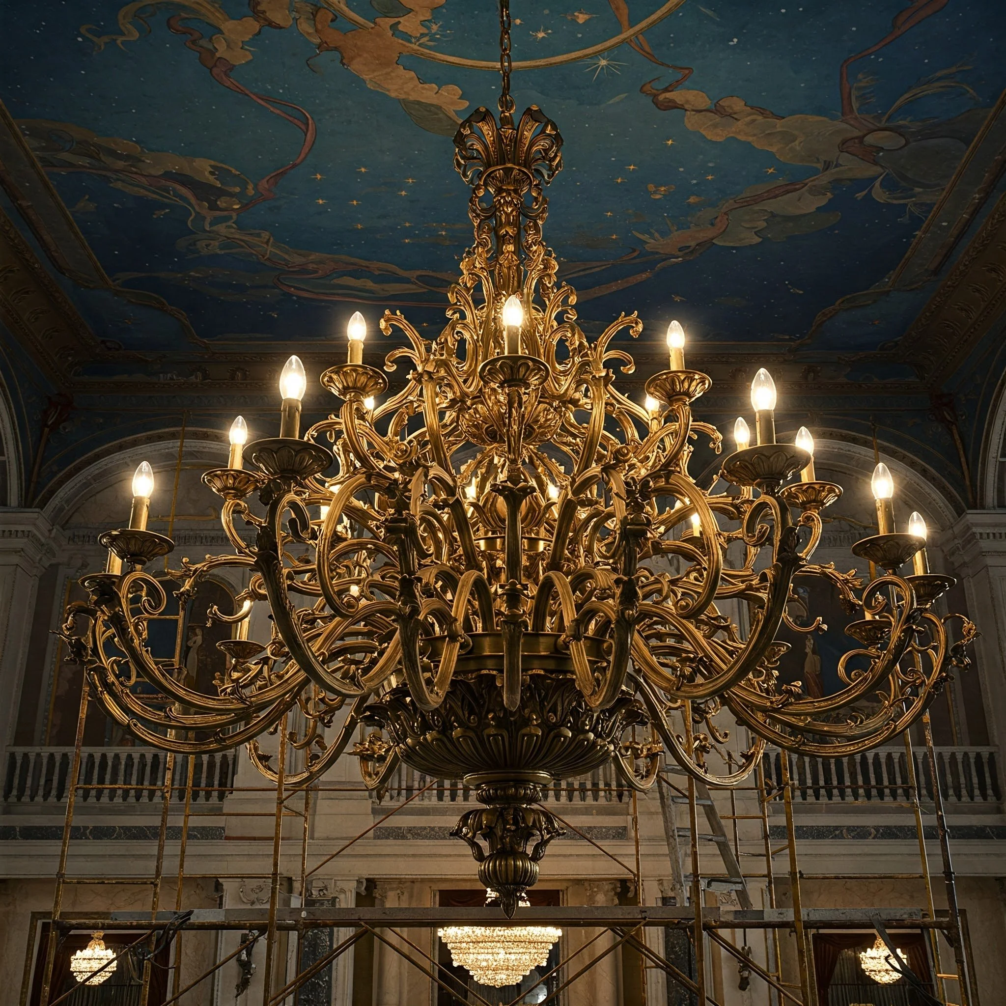 hotel restaurant lobby chandelier
