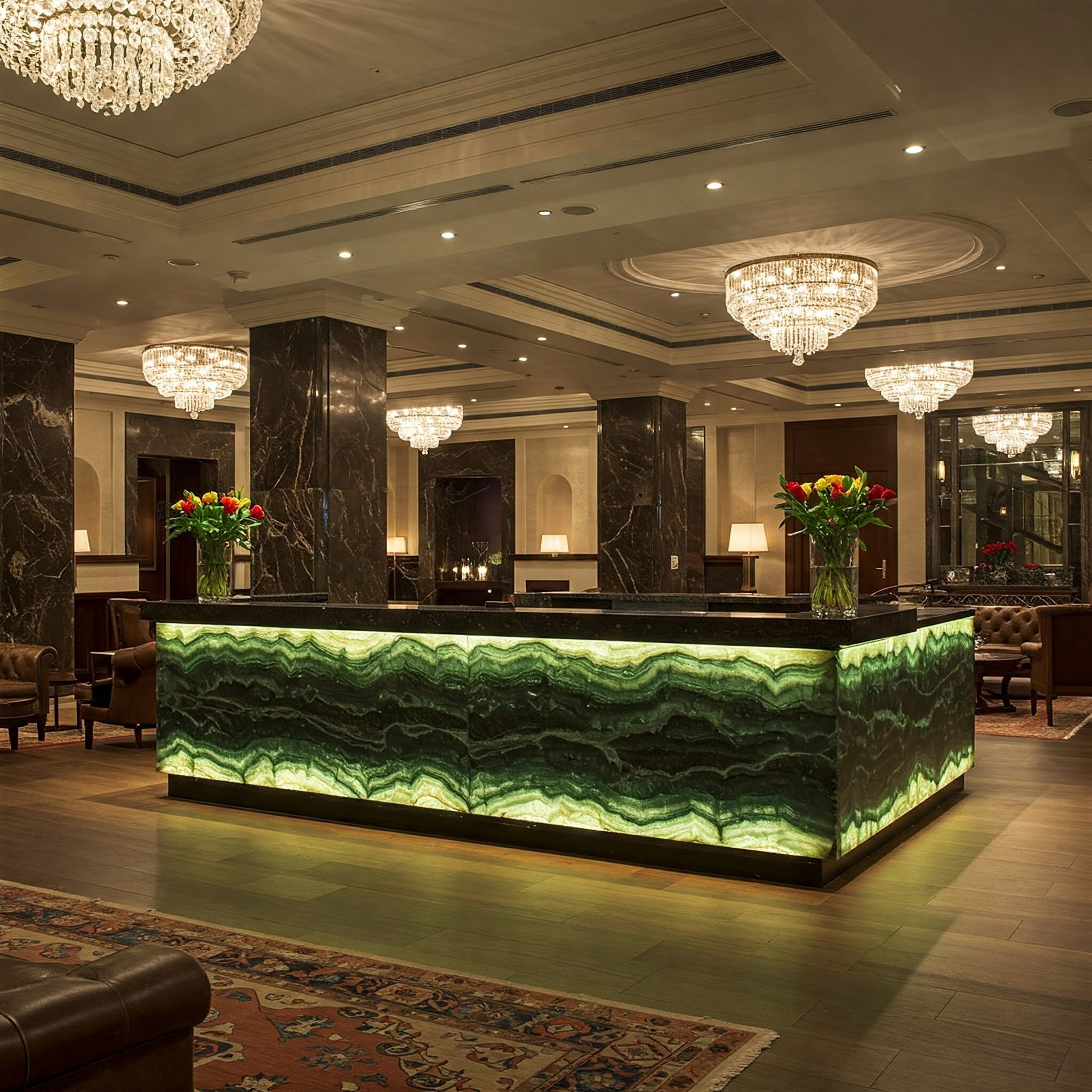 Hotel restaurant reception desk onyx stone