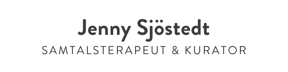 Namnet Jenny Sjöstedt, samt titlarna Samtalsterapeut och Kurator på en grafisk bakgrund.