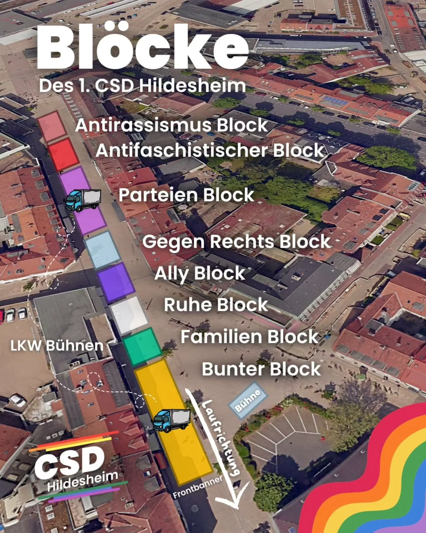 📢 Unsere Demo &ndash; eure Bl&ouml;cke!

Am 21. Juni ziehen wir gemeinsam durch Hildesheim &ndash; in verschiedenen thematischen Bl&ouml;cken, die unterschiedliche Perspektiven, K&auml;mpfe und Bed&uuml;rfnisse sichtbar machen. Such dir den Block, i