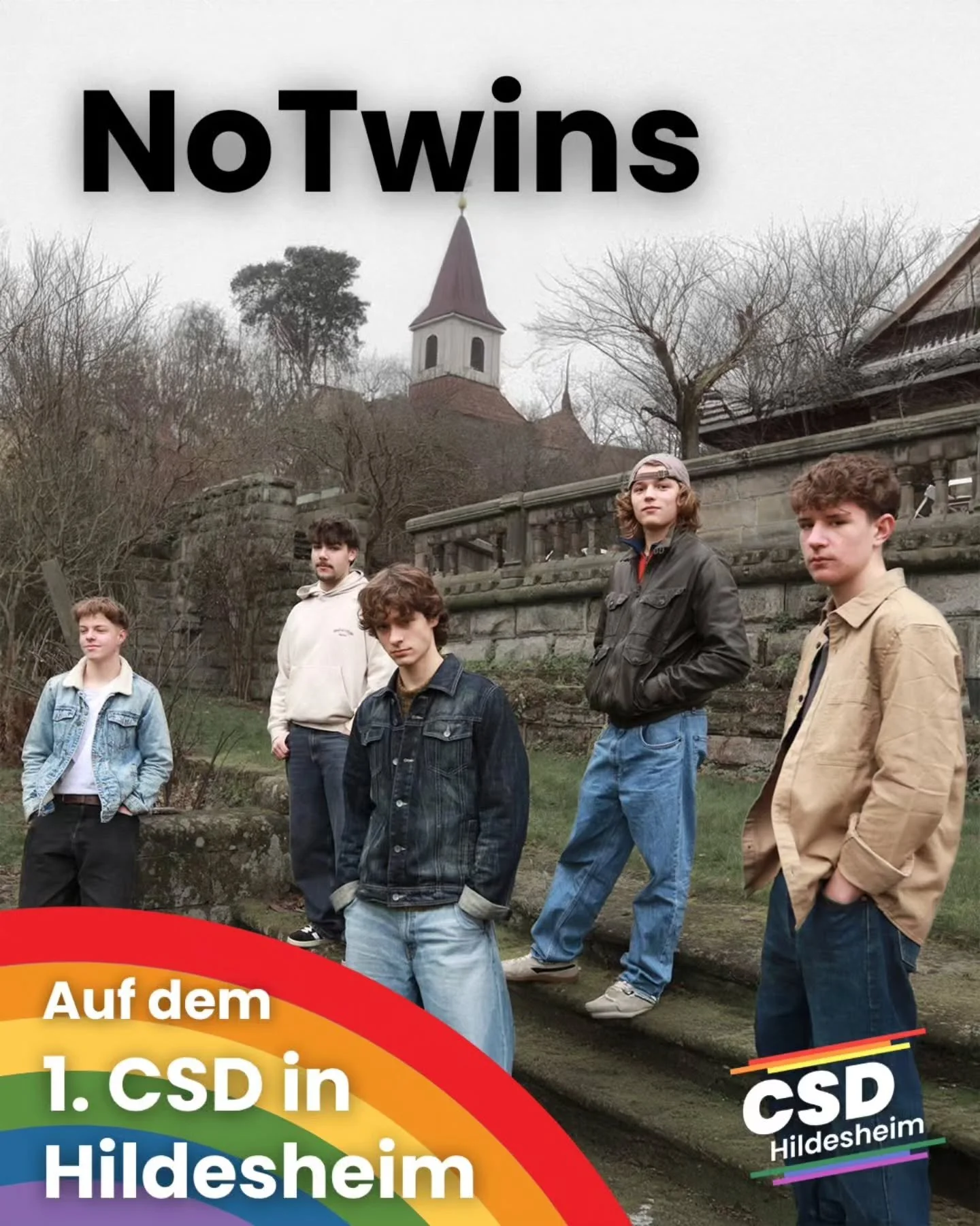 🎸 Laut, jung und mit richtig Bock: NoTwins spielen auf dem allerersten CSD in Hildesheim!
Die Hildesheimer Band bringt Alternativ Rock &amp; Pop auf die B&uuml;hne &ndash; und ist aus der Jugendkultur der Stadt nicht mehr wegzudenken.

Kommt vorbei,