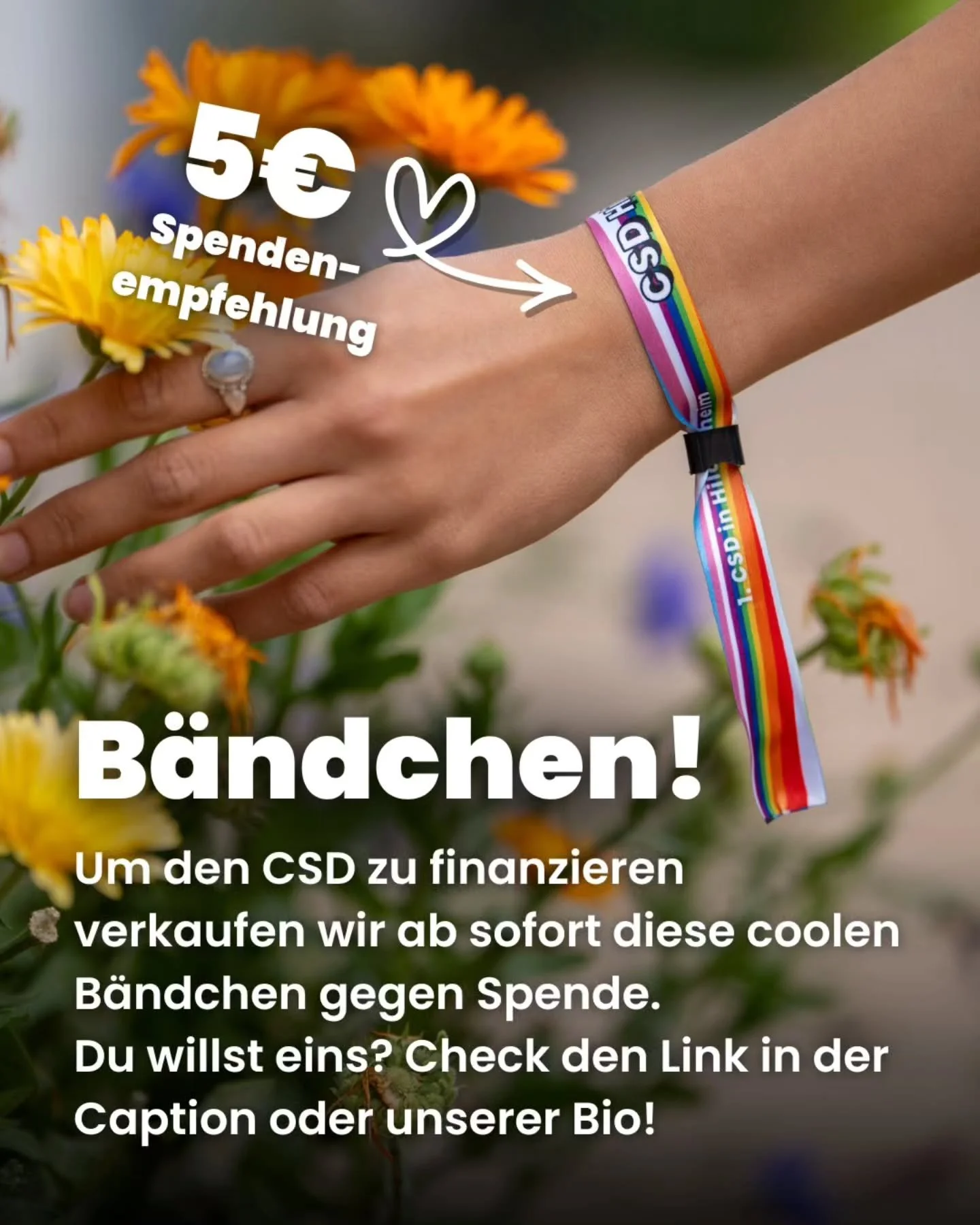 🎉 Ab sofort gibt&rsquo;s unsere offiziellen CSD Hildesheim Festival-B&auml;ndchen &ndash; und mit jedem B&auml;ndchen unterst&uuml;tzt du den allerersten CSD in dieser Stadt!

🌈 Spendenempfehlung: 5 &euro; &ndash; alles geht direkt in B&uuml;hne, A