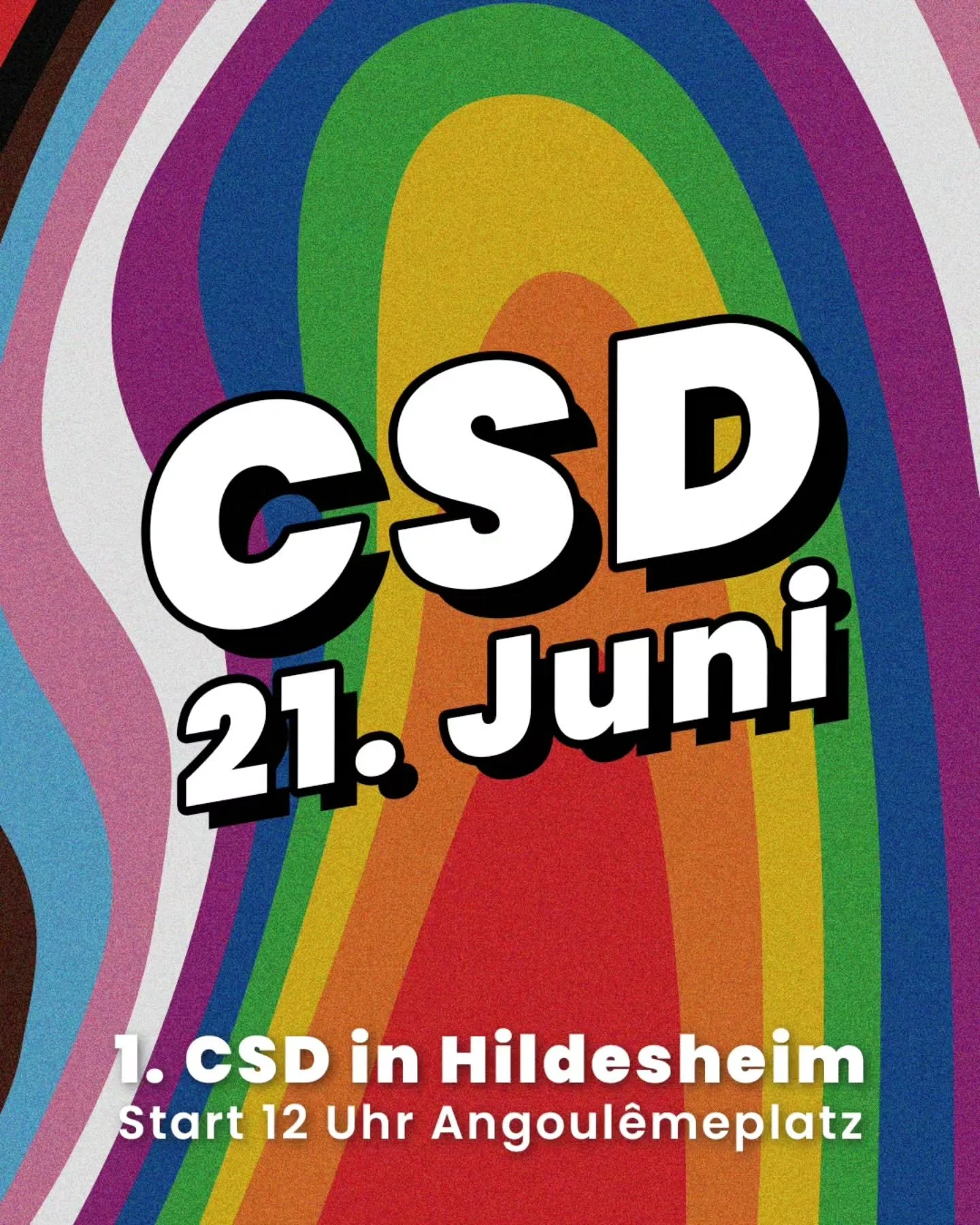Noch ein Monat bis zum allerersten CSD in Hildesheim!

Am 21. Juni 2025 gehen wir auf die Stra&szlig;e &ndash; f&uuml;r queeres Leben, f&uuml;r Sichtbarkeit, f&uuml;r Selbstbestimmung und gegen Hass und R&uuml;ckschritt.

🏳️&zwj;🌈 Um 12 Uhr starten