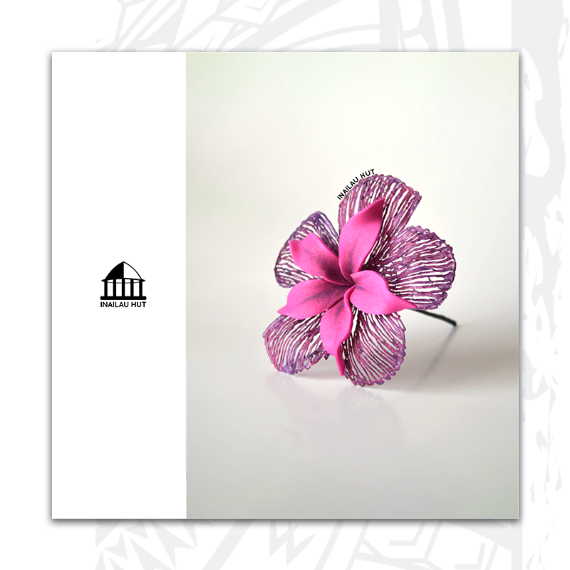 Purple Pink Fuchsia Foam & Synthetic Ear Pick—Tropical Flower