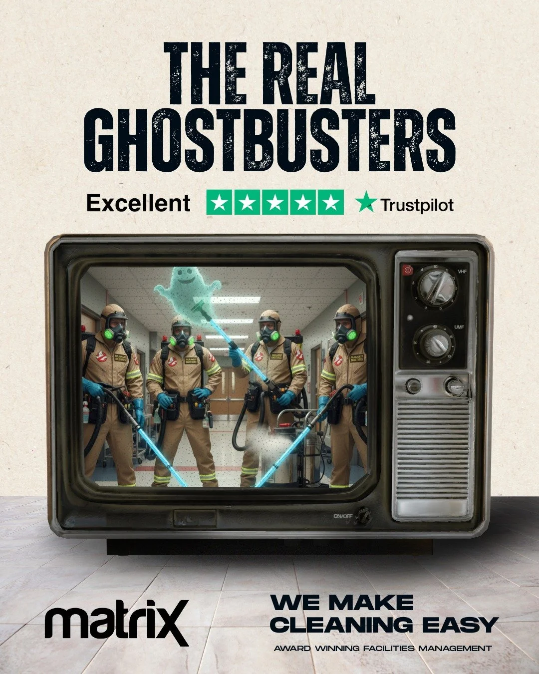 Who you gonna call? 👀
We may not chase ghosts, but we do tackle dirt that&rsquo;s just as terrifying.
We make cleaning easy.

#Ghostbusters #Halloween #facilitiesmanagement