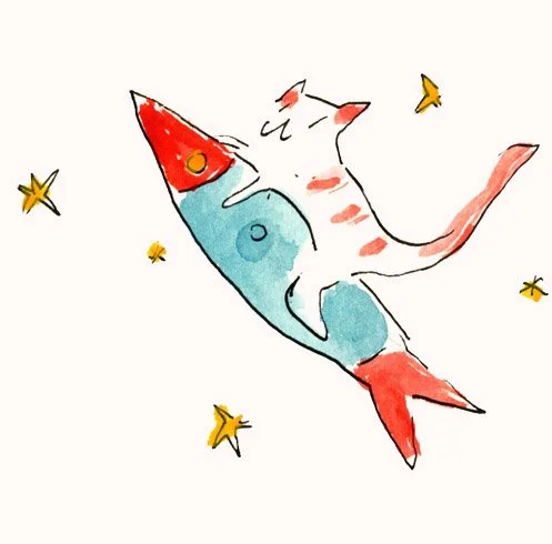 ilustracja kot w kosmosie