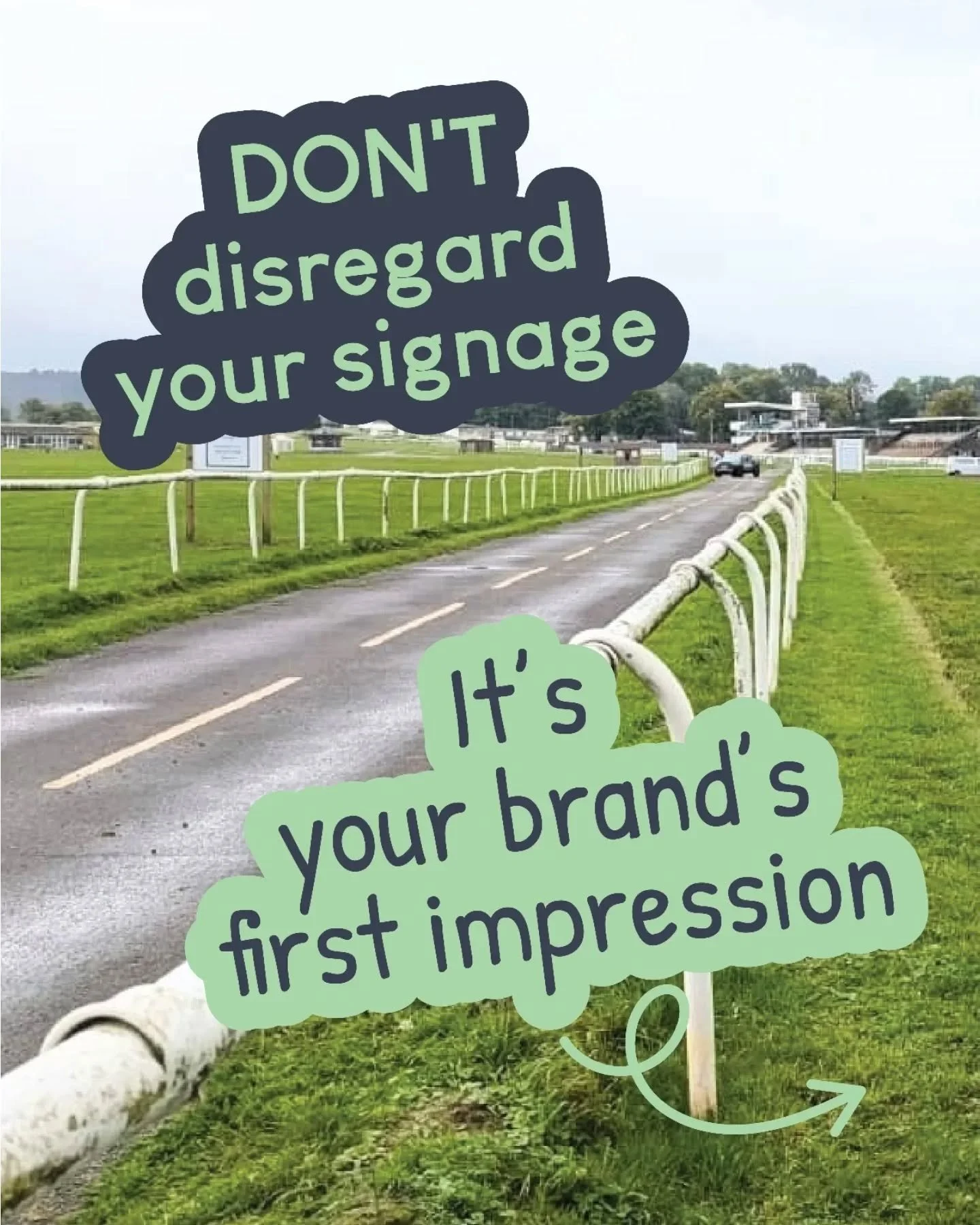 Plumpton Racecourse recently refreshed their signage for a more updated, consistent and on-brand look across their site. 
When it comes to signage design, think:
Fit for purpose? β
Readable from the right distance? β
On-brand? β
 
Good signage doesn