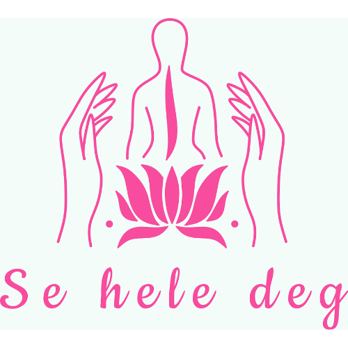 logo til https://seheledeg.no Bildet er rosa og av to hender som omfavner en kropp og en lotusblomst. Under står det se hele deg i rosa