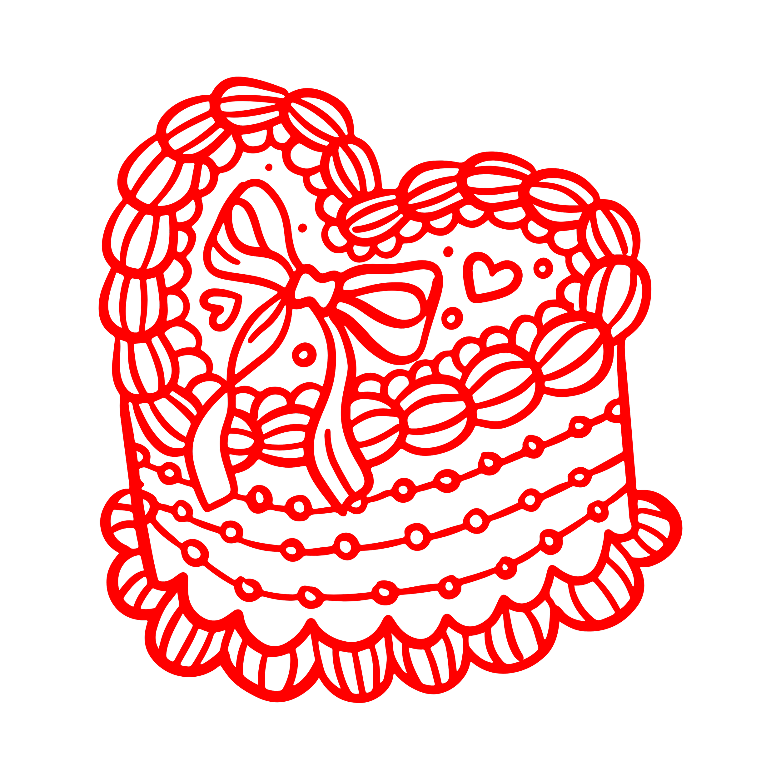 Geometric drawing of an outline square with sections divided by vertical, horizontal, and half circle lines.