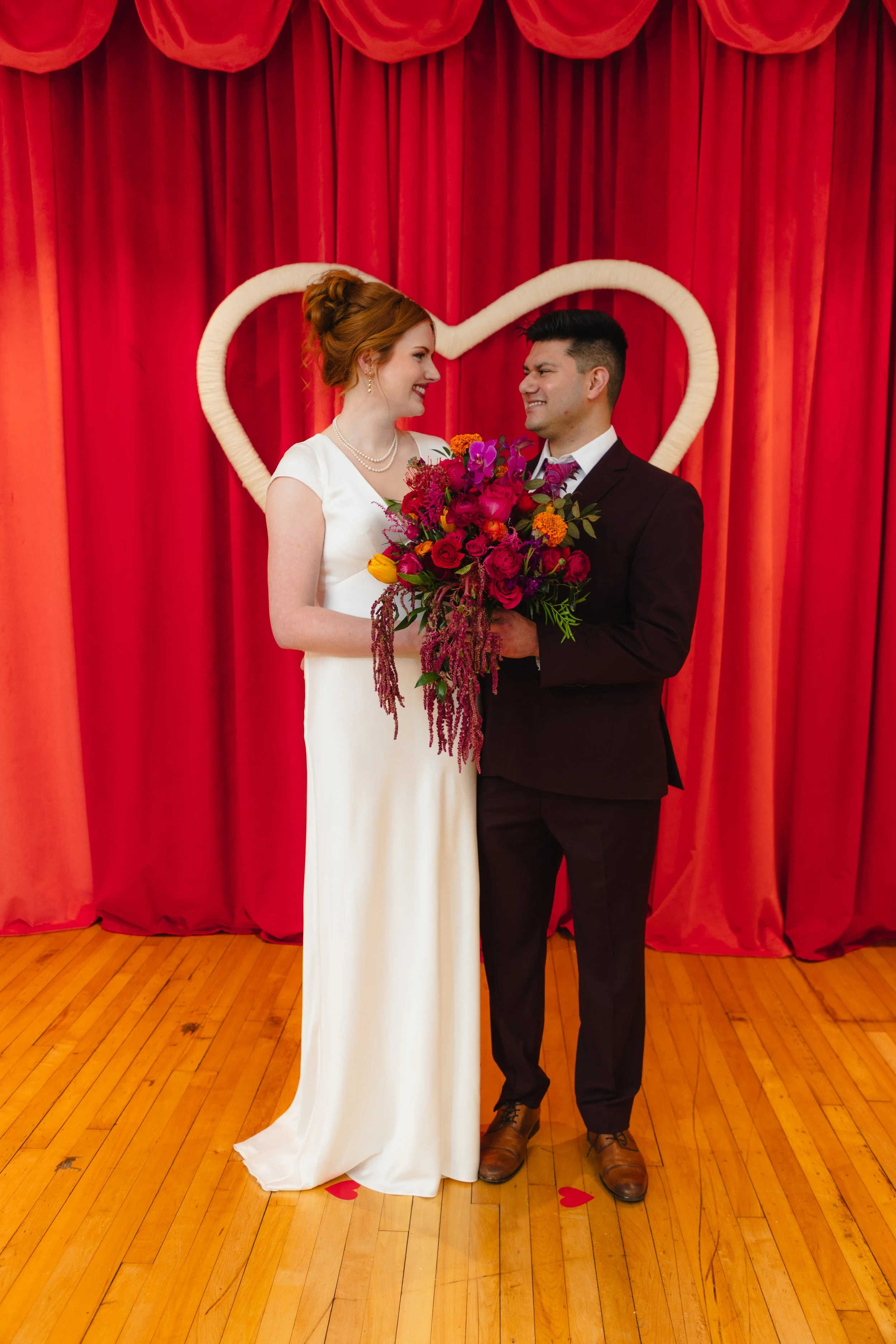 An elopement with just the bride and couple at the altar 