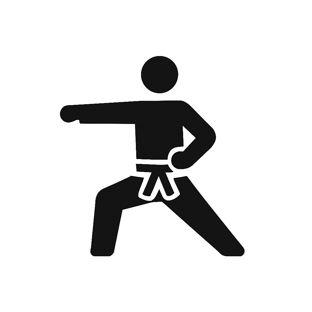 Silhouette of a solo karate performing kata.
