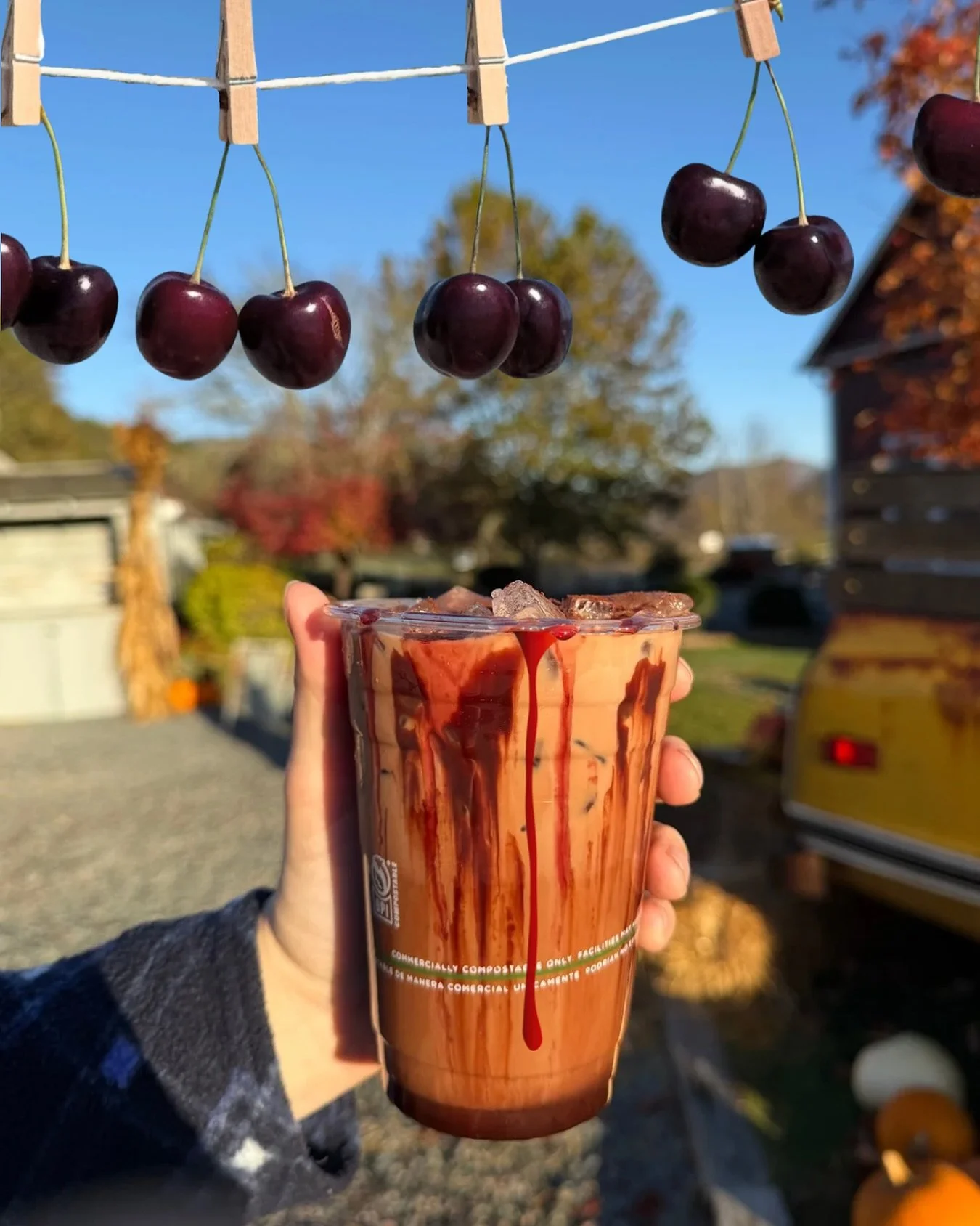 Theres a new 𝓖𝓗𝓞𝓤𝓛 in town&hellip; Dare to face the 𝓥𝓐𝓜𝓟𝓘𝓡𝓔 𝓑𝓘𝓣𝓔 latte🍒💀? This frighteningly delicious drink blends house-made cherry syrup with rich, velvety mocha. This hauntingly good treat disappears after Halloween, so sink you