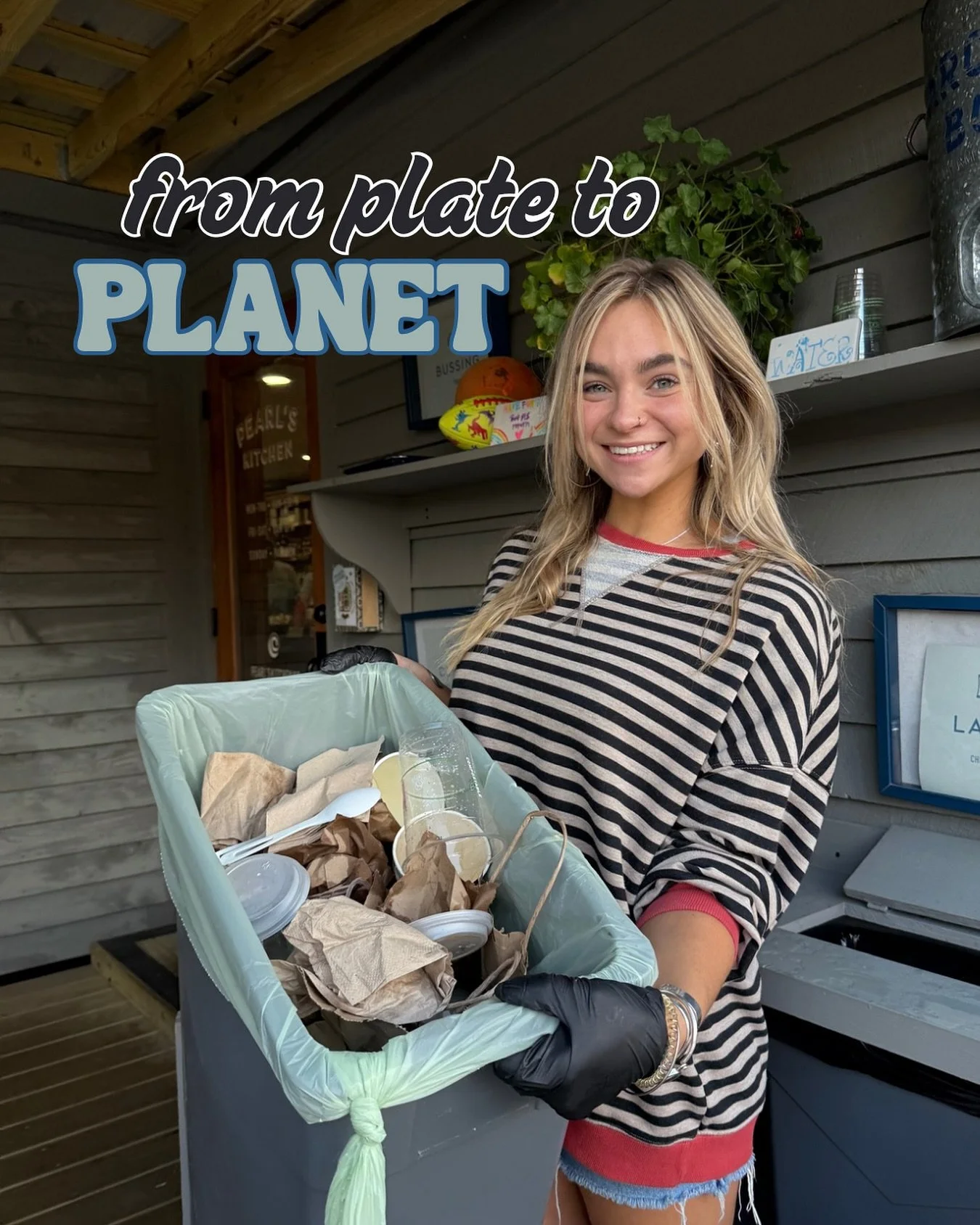 Our kitchen is fully compostable &mdash; even our plastic! 🌿 Thanks to our local composter and our amazing team who sorts through all of our bins (who also didn&rsquo;t know they&rsquo;d be part-time garbage men 😆), we create less than a pound of t