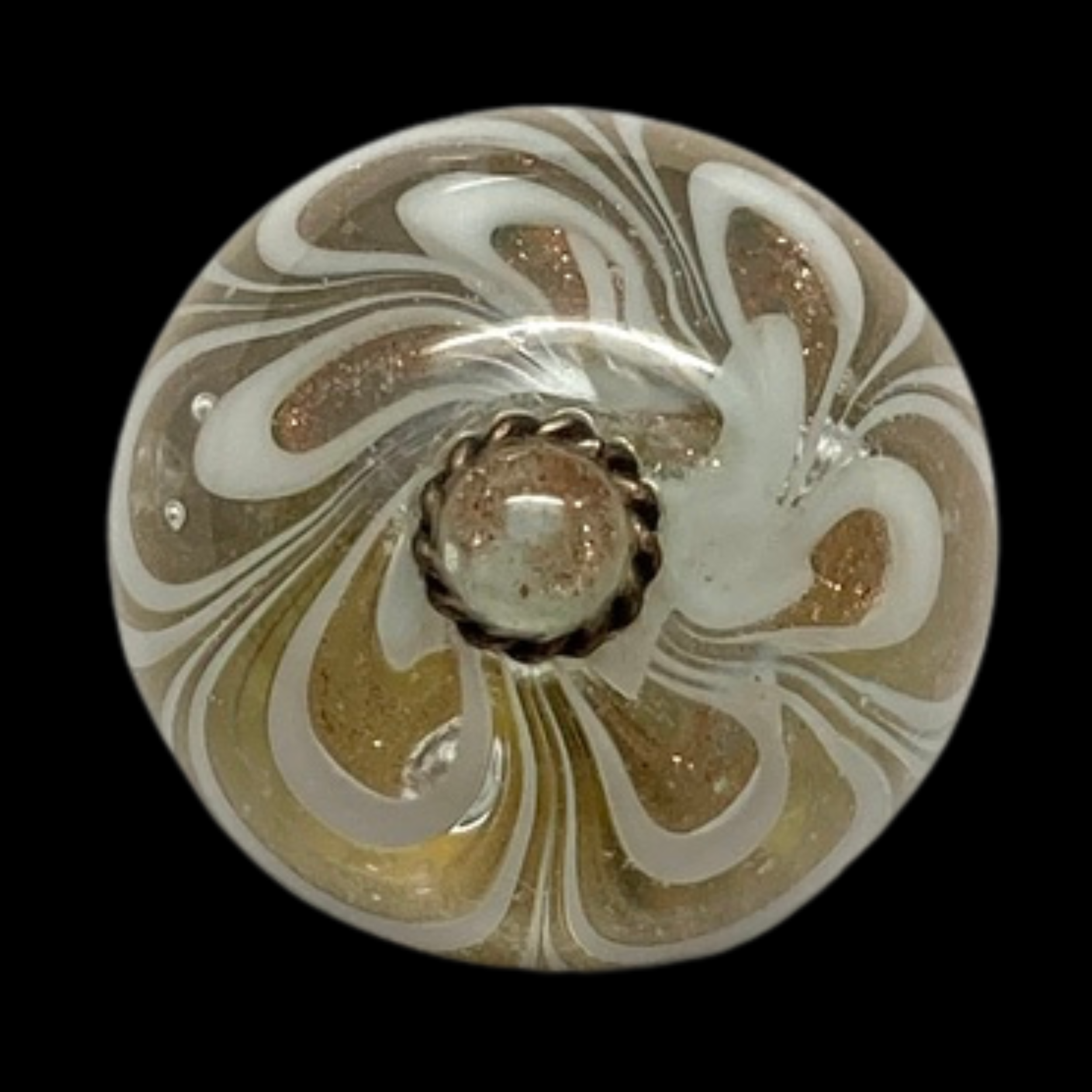 Small Kathy Hoppe Nailsea like Glass Ball Button