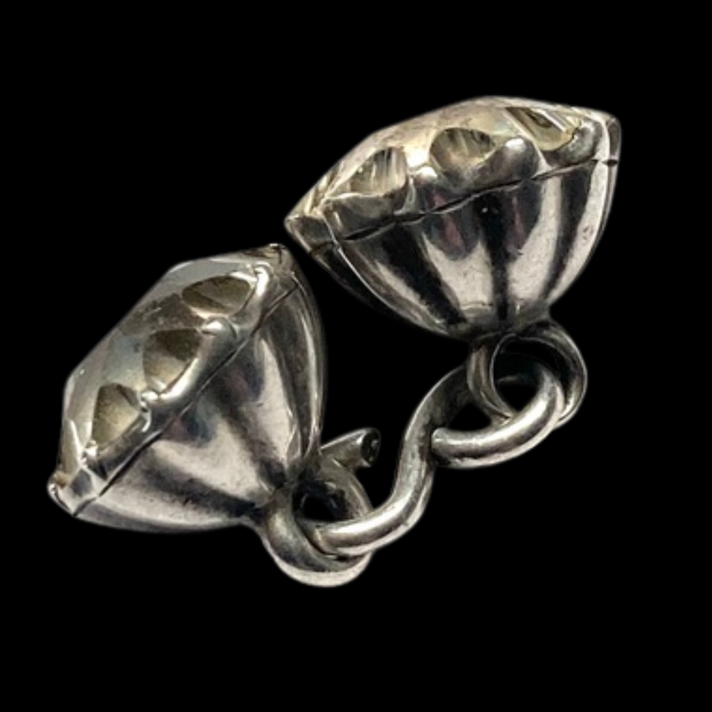 Small Pair of 18th Century Breeches Buttons Rock Crystal in Silver