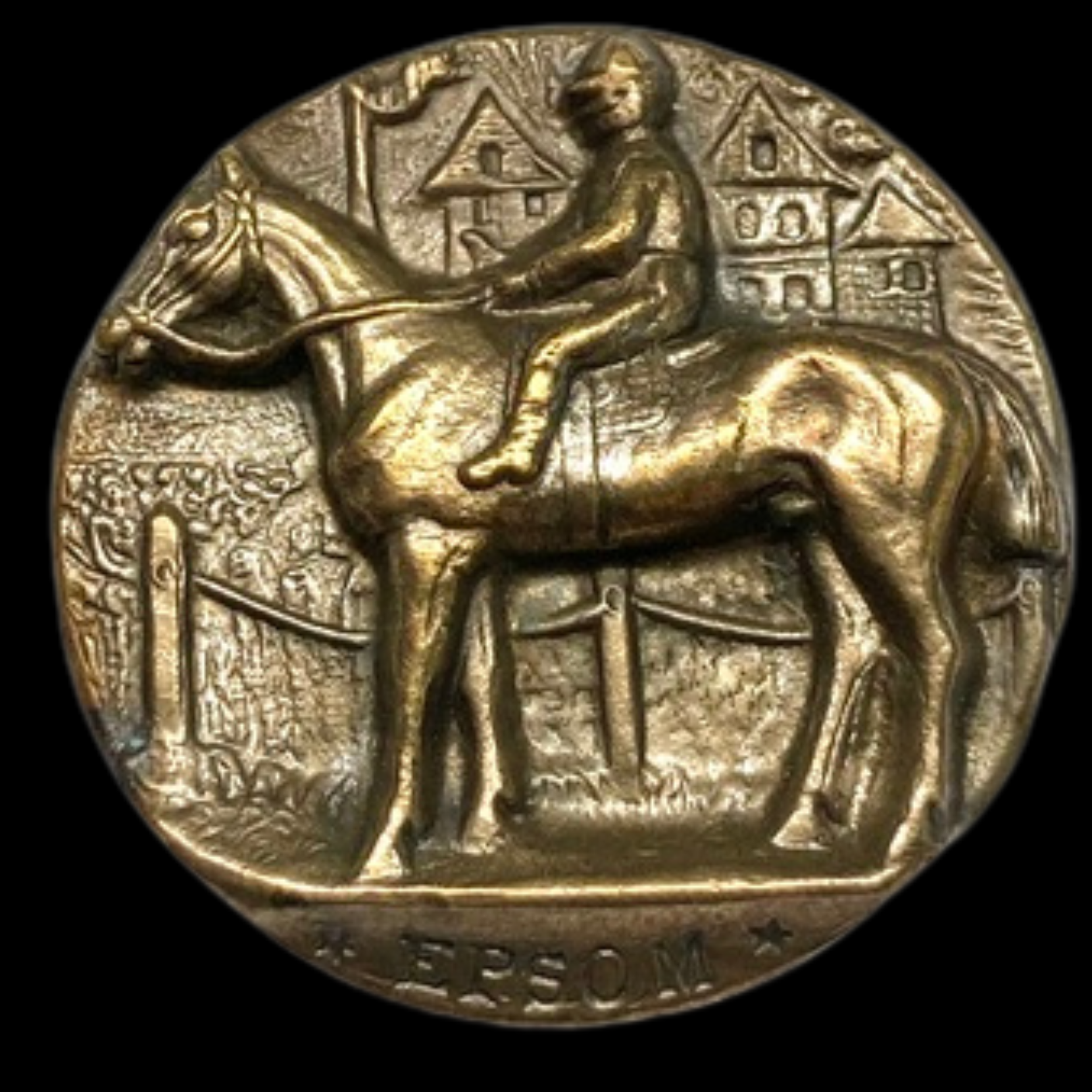 Large Medium Brass Man on Race Horse from Epsom Race Track