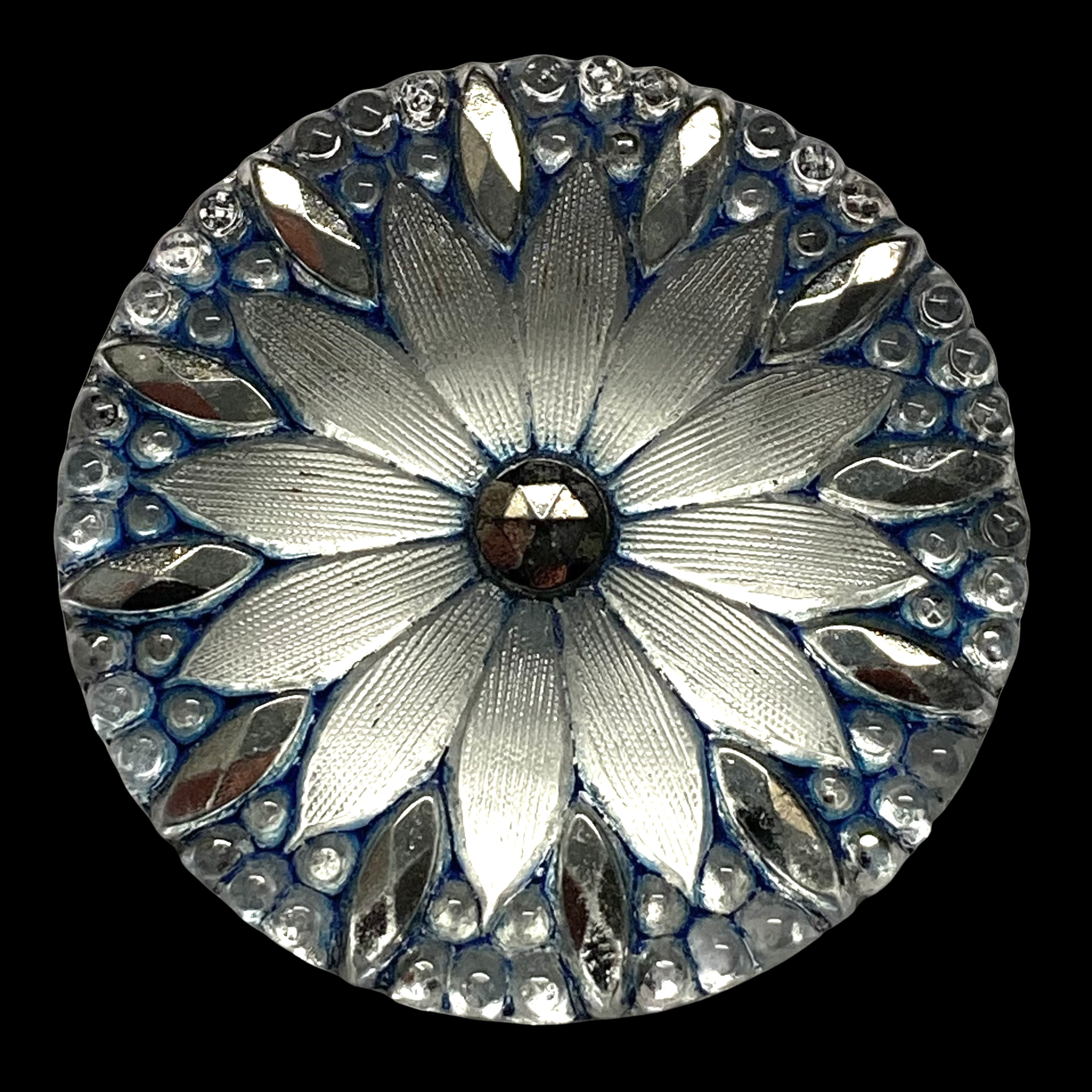 Large 19th Century Lacy Glass Flower Button